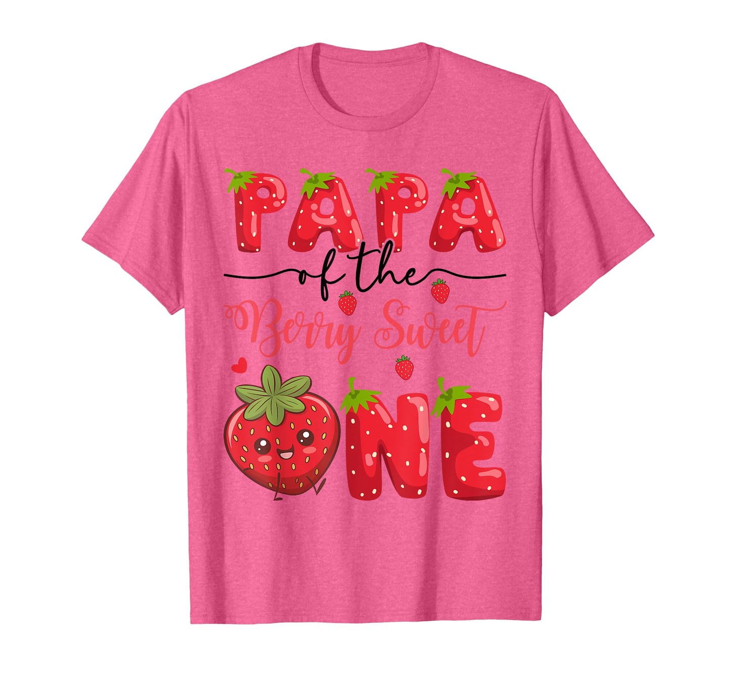 Papa Of The Berry Sweet One Strawberry First Birthday T-Shirt