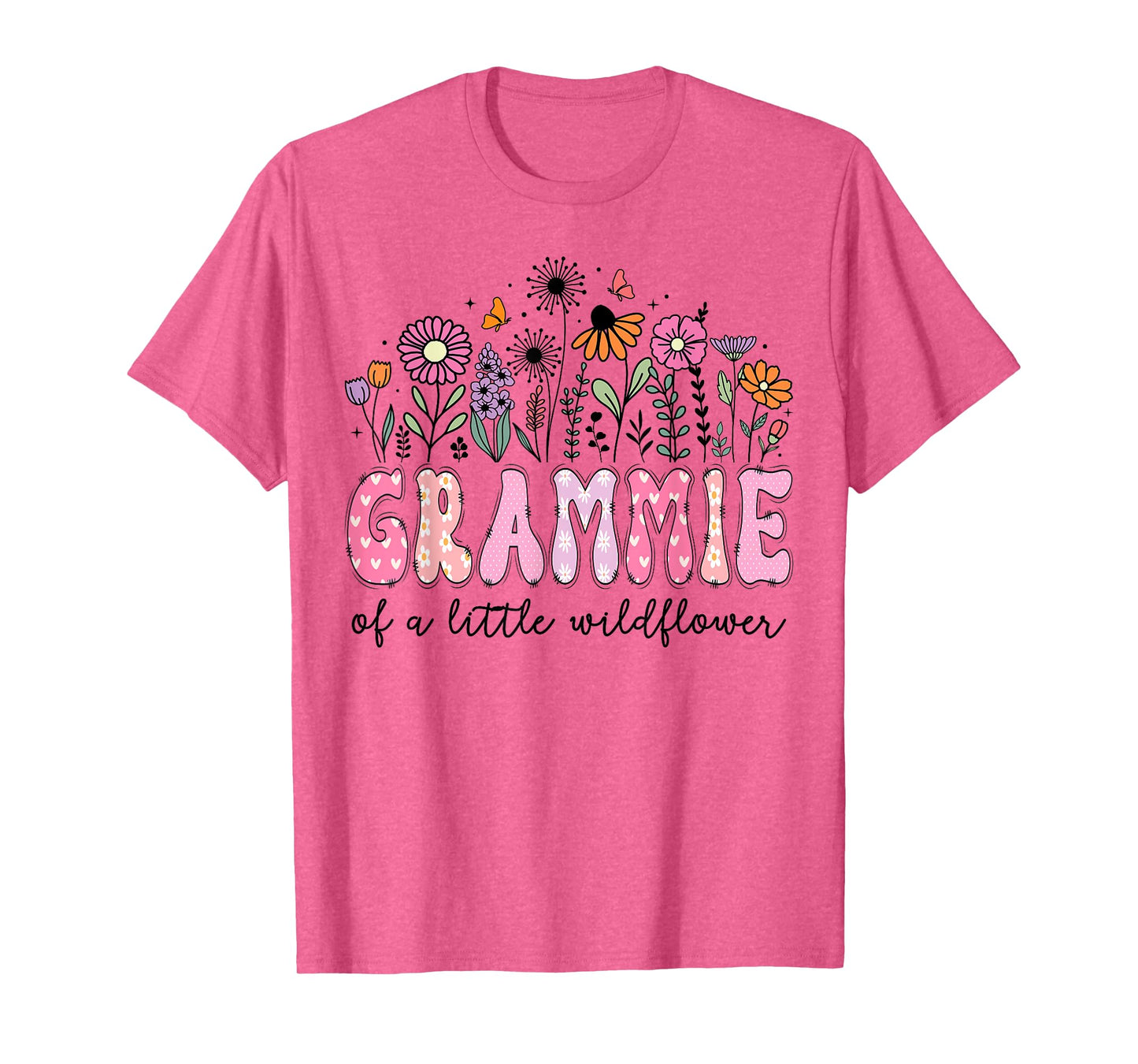 Grammie Of The Little Wildflower Pink Floral Birthday Girl T-Shirt
