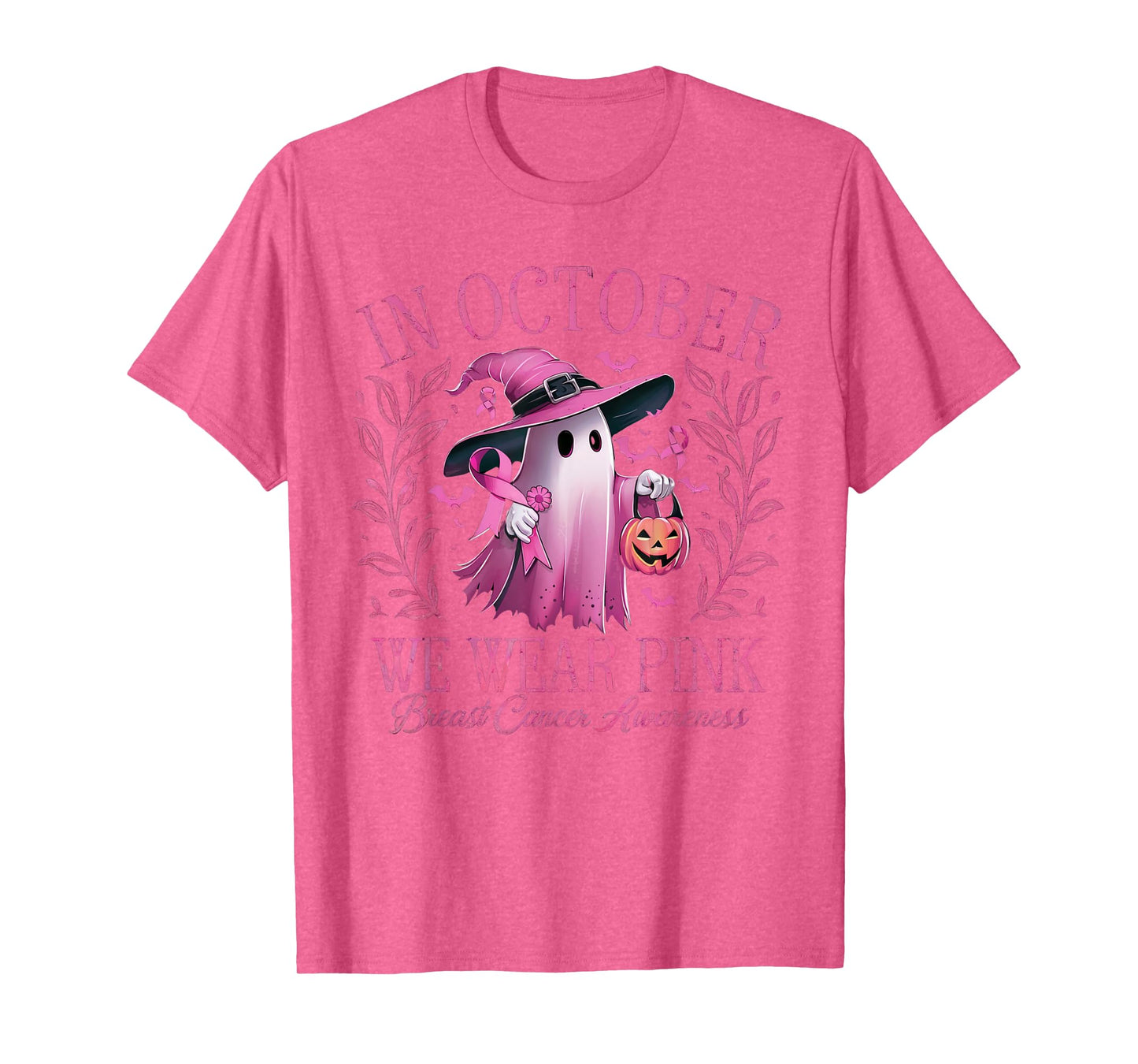 In October We Wear Pink Breast Cancer Awareness Halloween T-Shirt