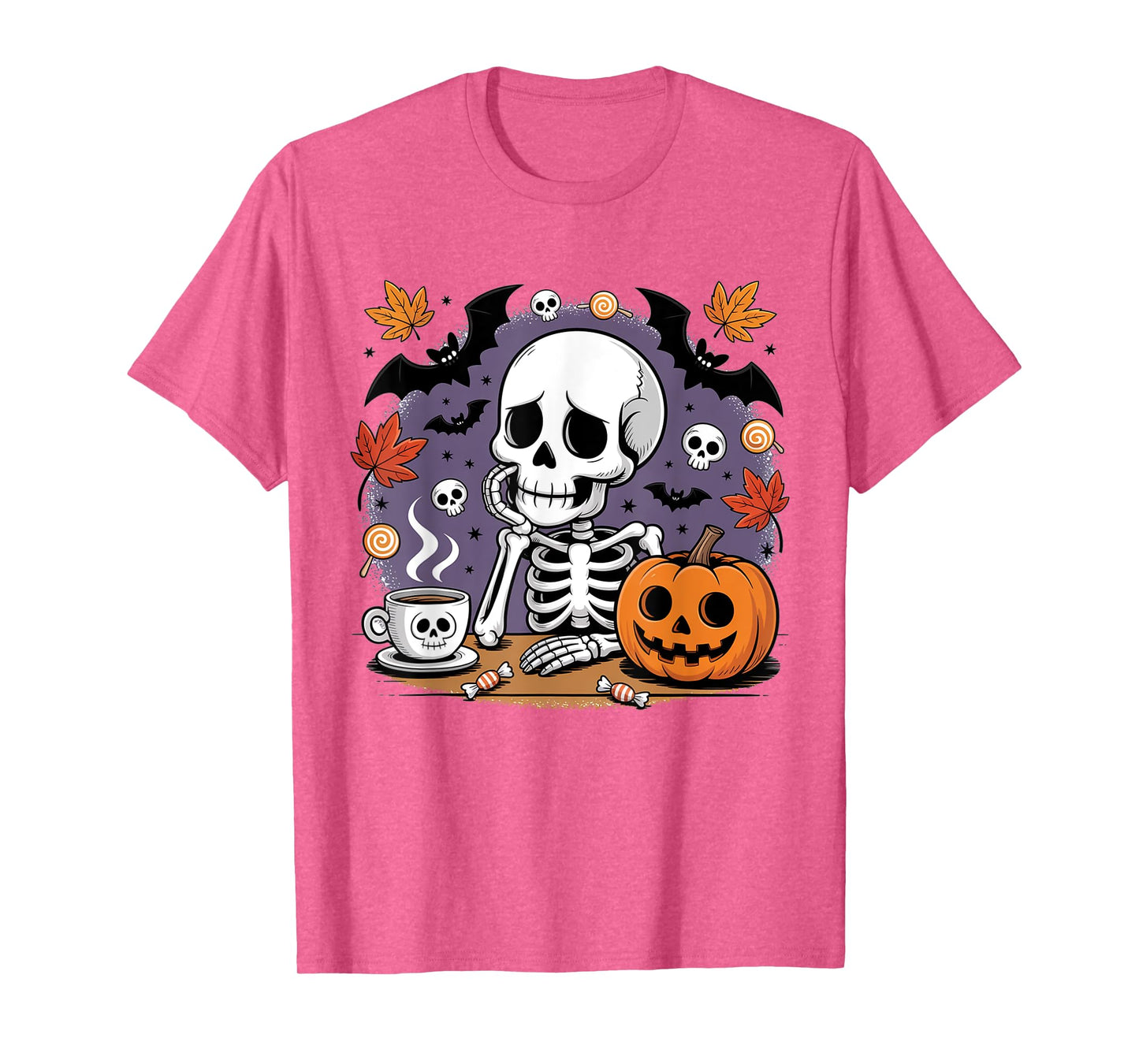 Just Waiting For Halloween Skeleton Coffee Jack Or Lantern T-Shirt