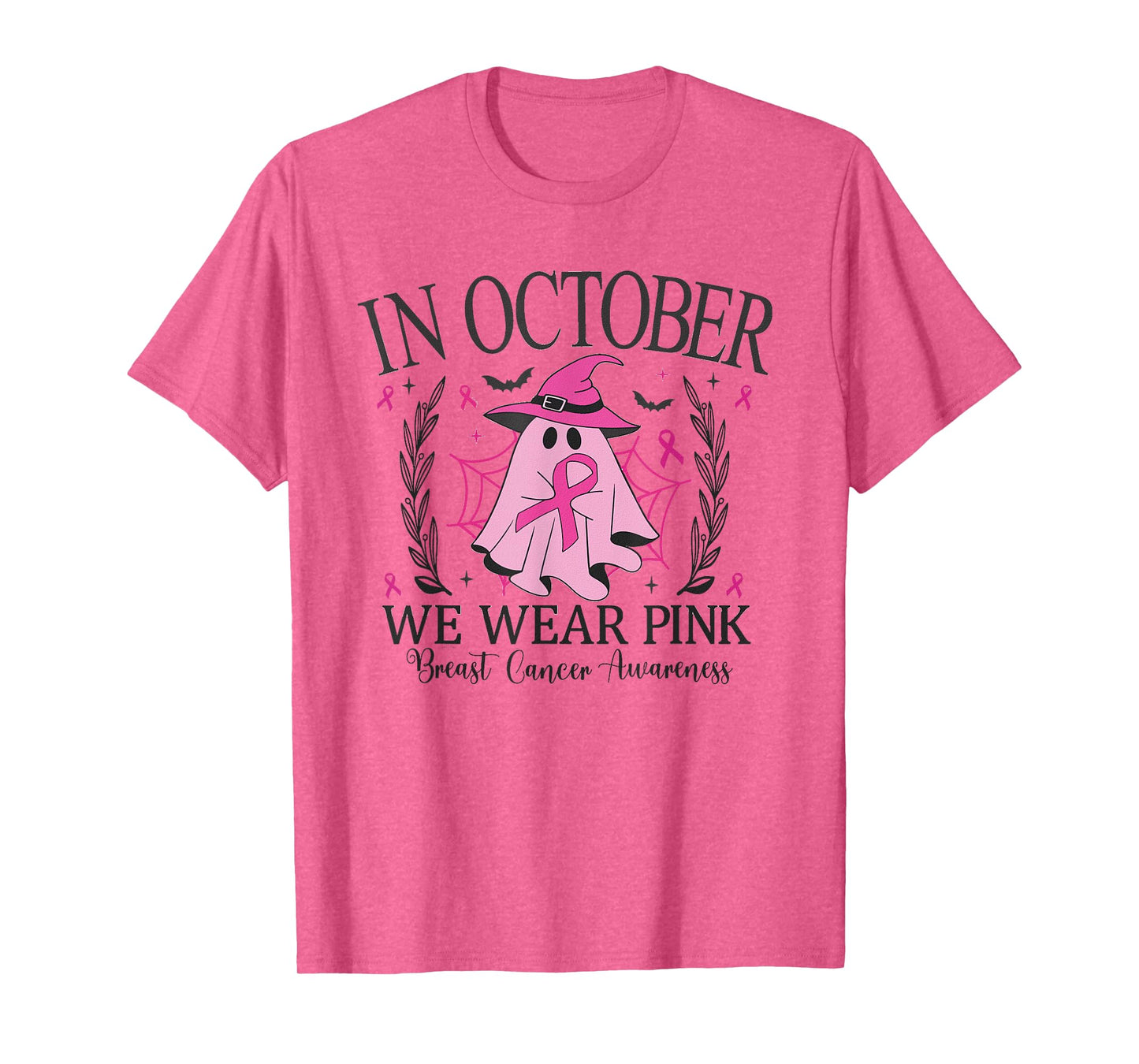In October We Wear Pink Breast Cancer Awareness Halloween T-Shirt
