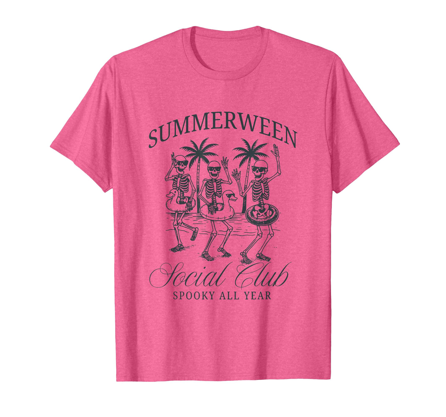 Summerween Social Club Spooky All Year Skeleton Halloween T-Shirt
