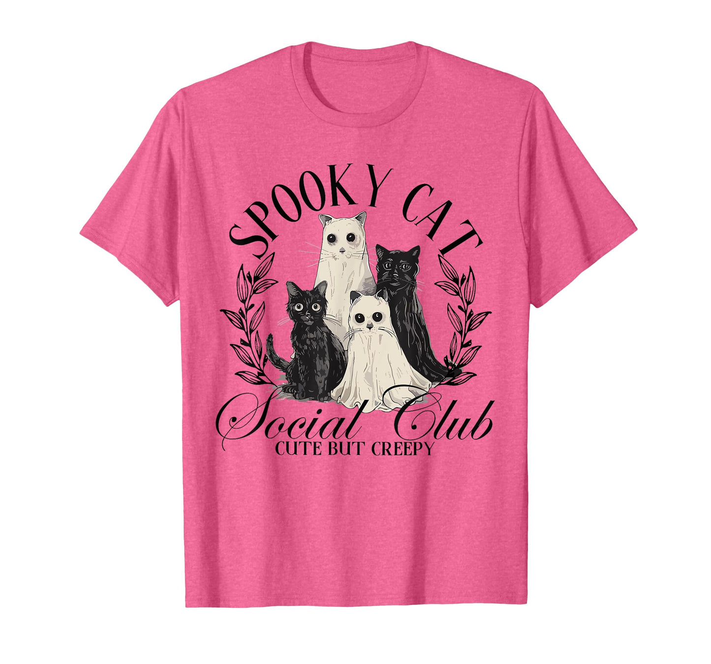 Spooky Cat Social Club Ghost Cat Halloween Gothic Black Cat Men Women Kids T-Shirt
