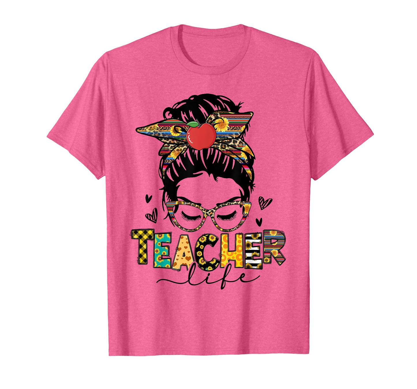 Teacher Life Messy Bun Hair Teacher Back To School T-Shirt
