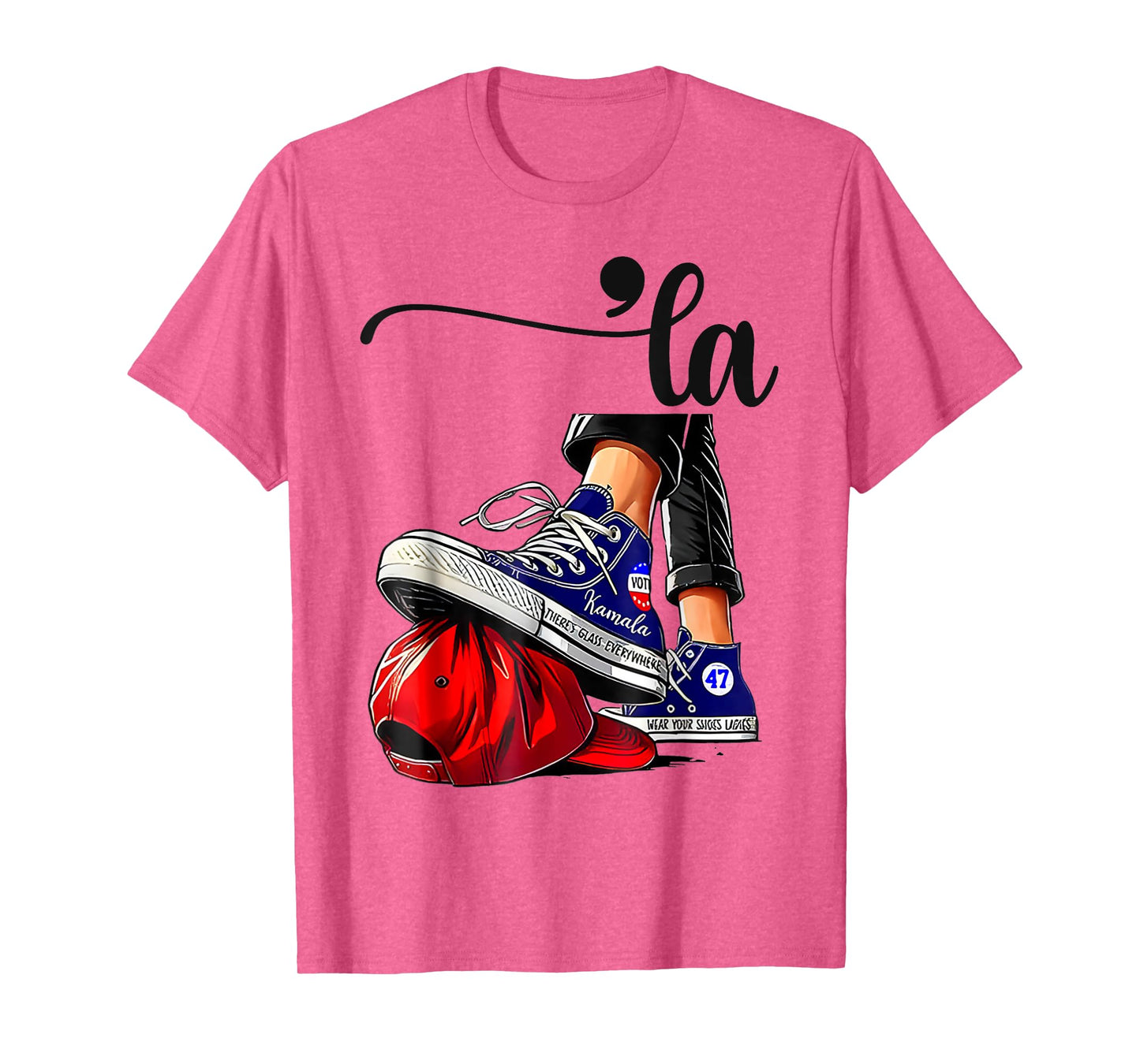 Kamala Harris High Heels Stepping On Red MAGA Hat T-Shirt