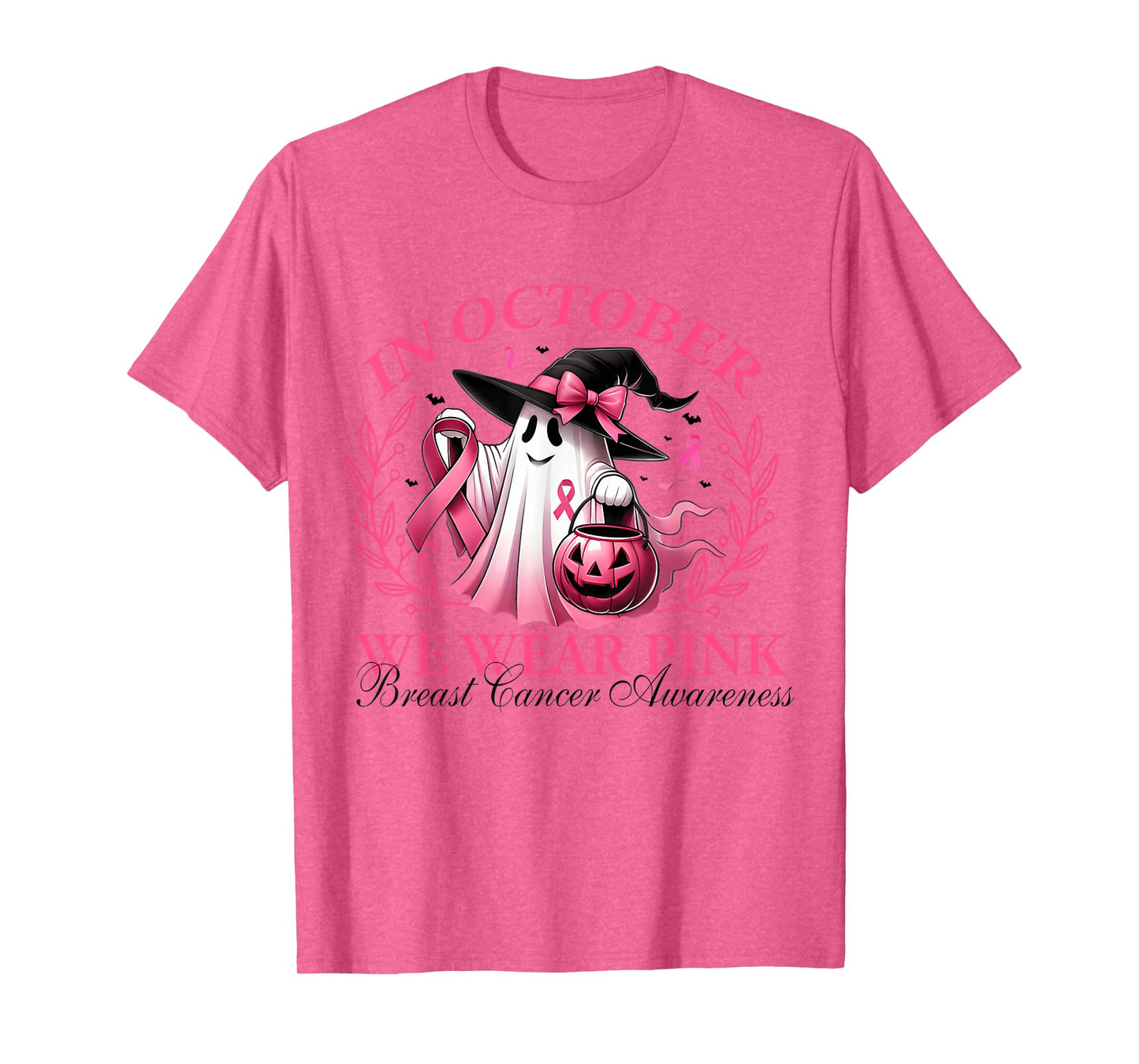 In October We Wear Pink Breast Cancer Halloween Boo T-Shirt