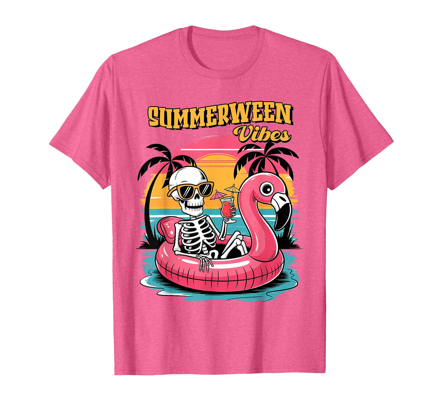 Summerween Vibes Skeleton Summer Vacation funny halloween T-Shirt