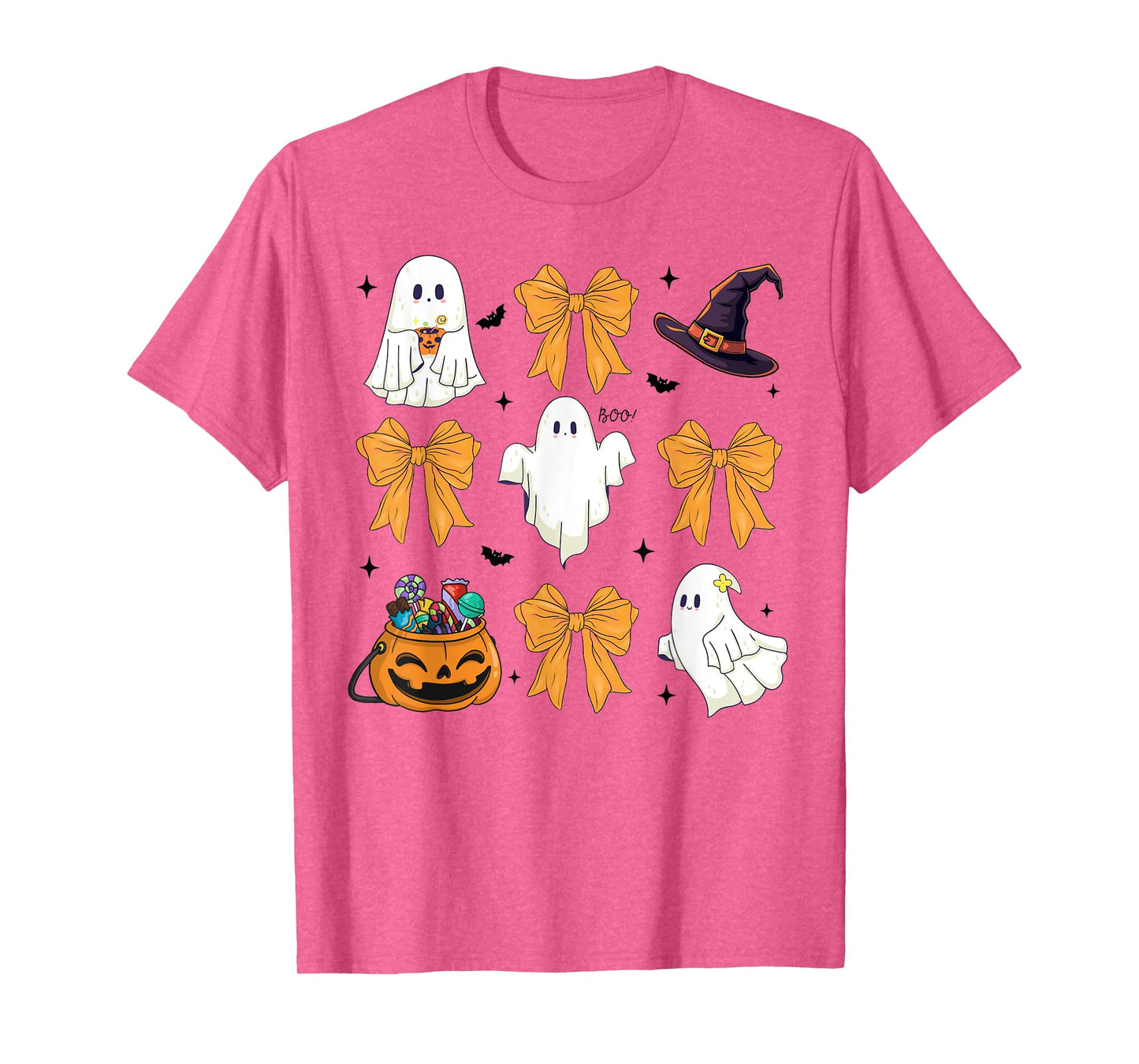 Spooky Season Cute Boo Ghost Coquette Bow Halloween Costume T-Shirt