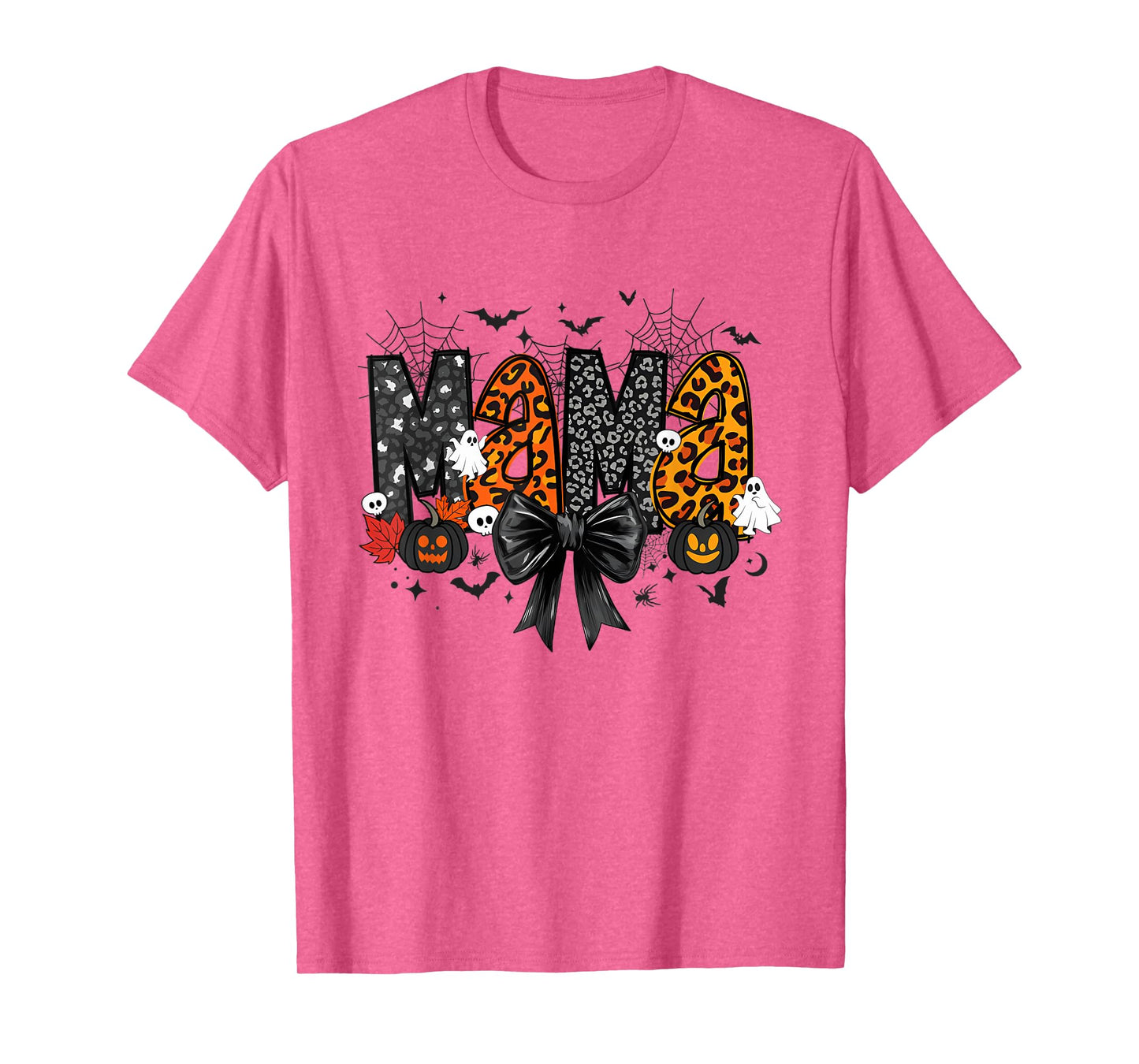 Mama Leopard Halloween Pumpkin Ghost For Mom Women T-Shirt