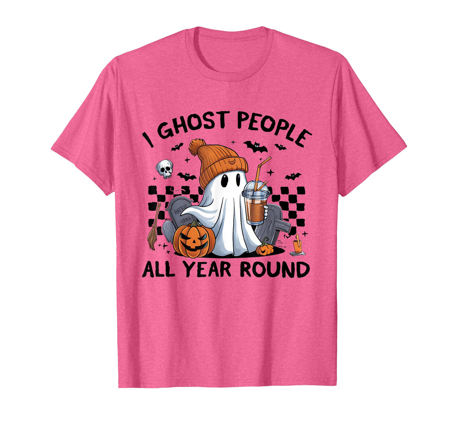 I Ghost People All Year Round Halloween Coffee Lover Outfit T-Shirt