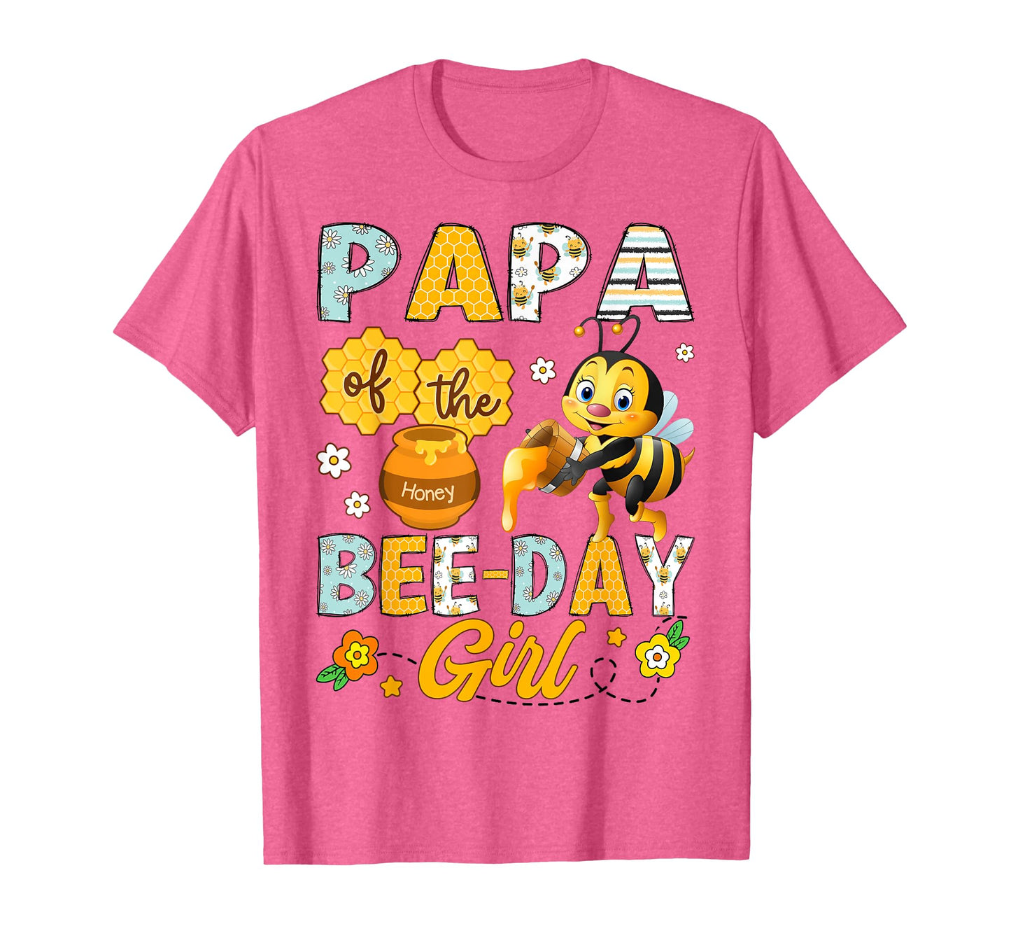 Papa Of The Bee-Day Girl Funny Bee Birthday Party T-Shirt