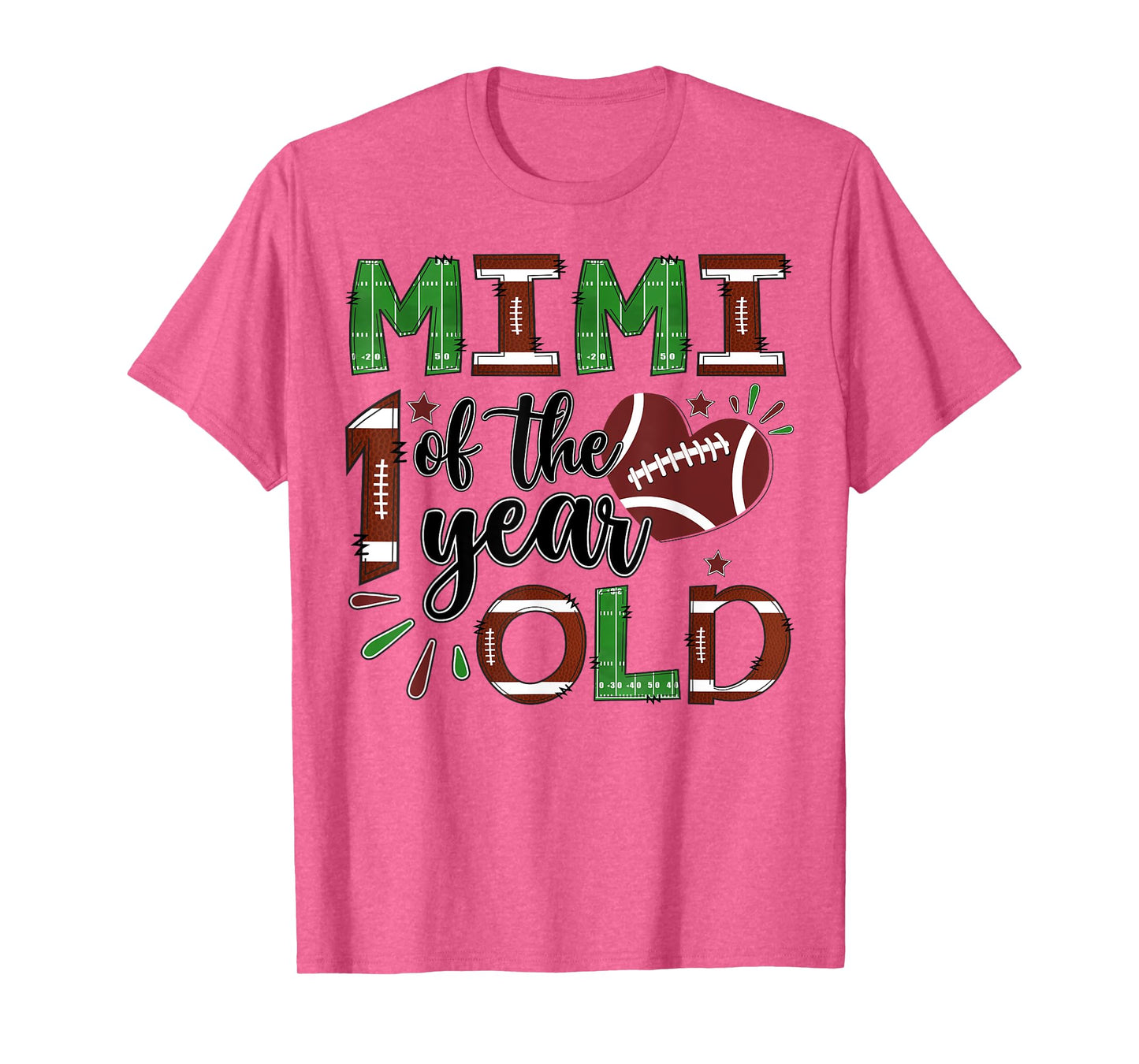 Mimi Of The 1 Year Old Football 1St Year Down Birthday T-Shirt