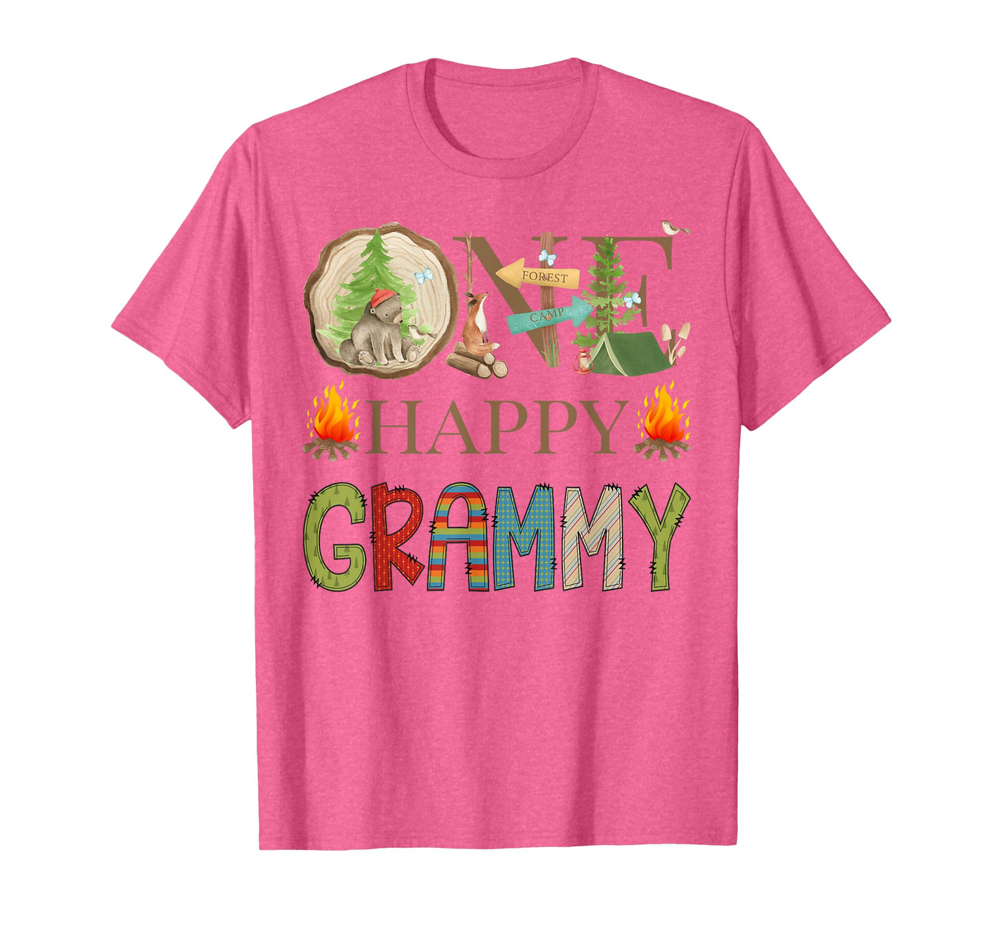 One Happy Grammy Camper First Birthday Camping Bear T-Shirt