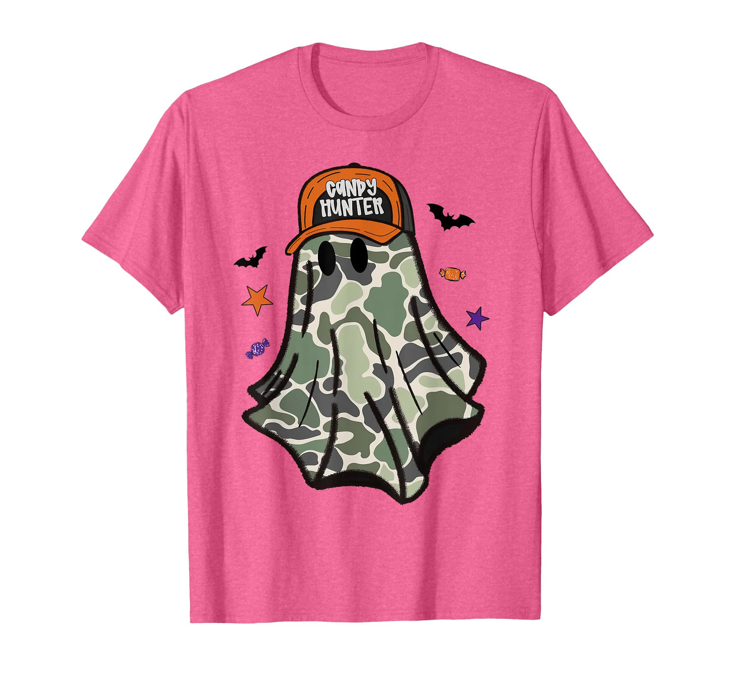 Candy Hunter Camo Ghost Funny Hunting Halloween Cozy Season T-Shirt