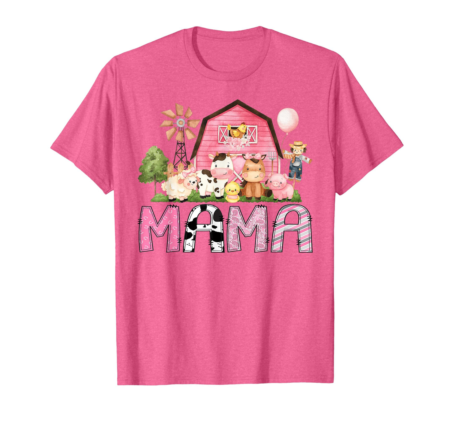 Mama Pink Farm Cow Lover Birthday Girl Matching T-Shirt