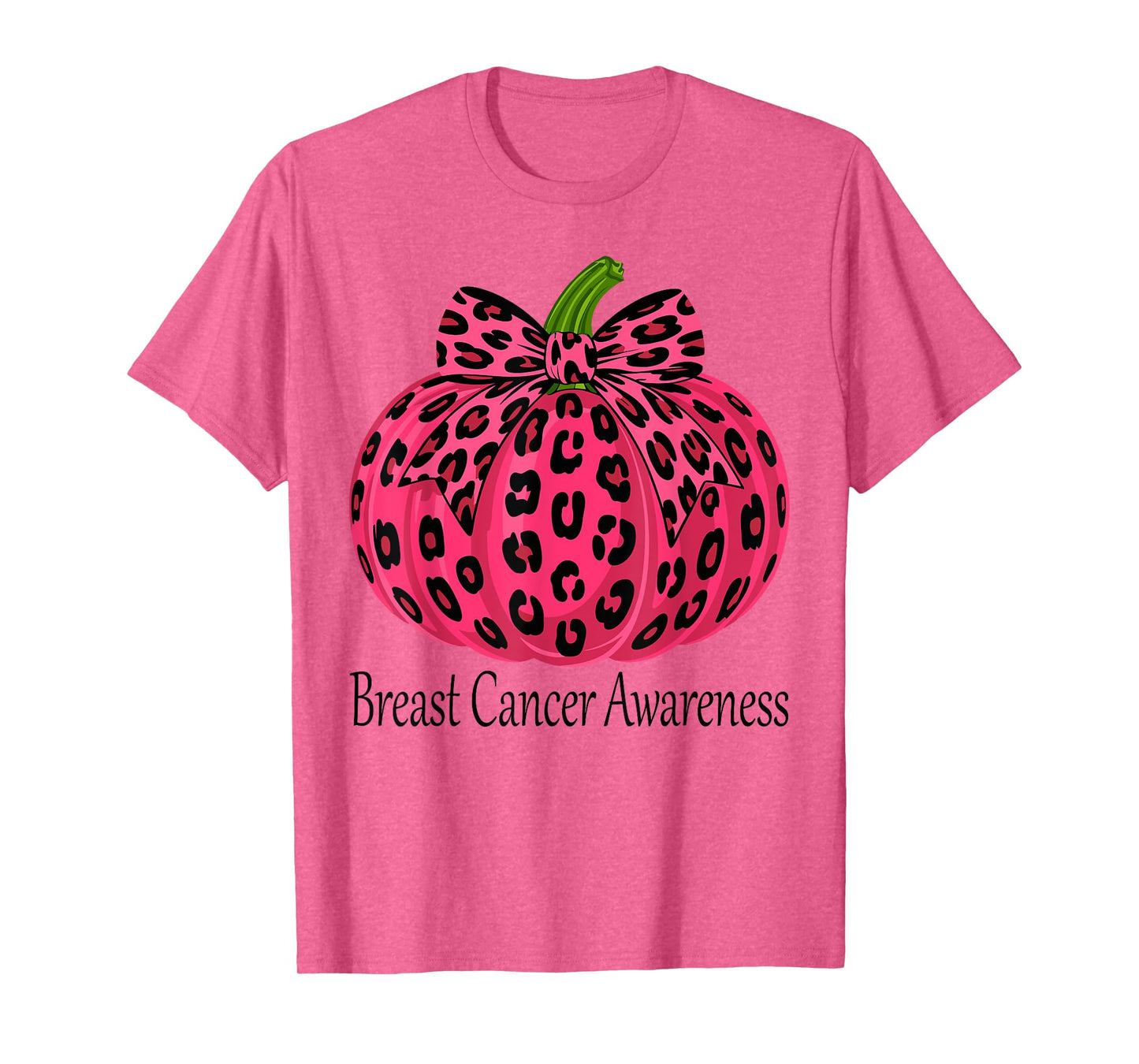 Leopard Bow Pumpkin Breast Cancer Awareness Fall Women T-Shirt