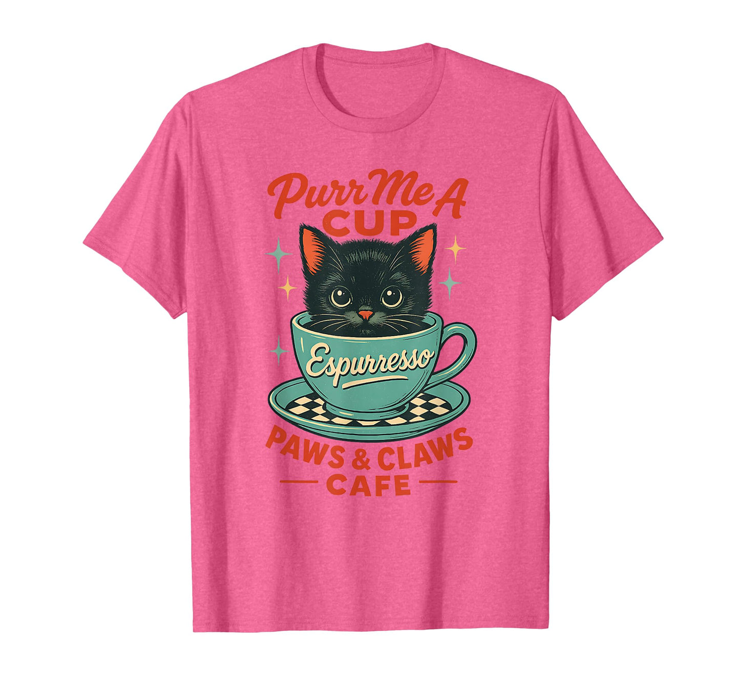 Espurresso Cat Coffee Pun Retro Cafe Humor Design T-Shirt