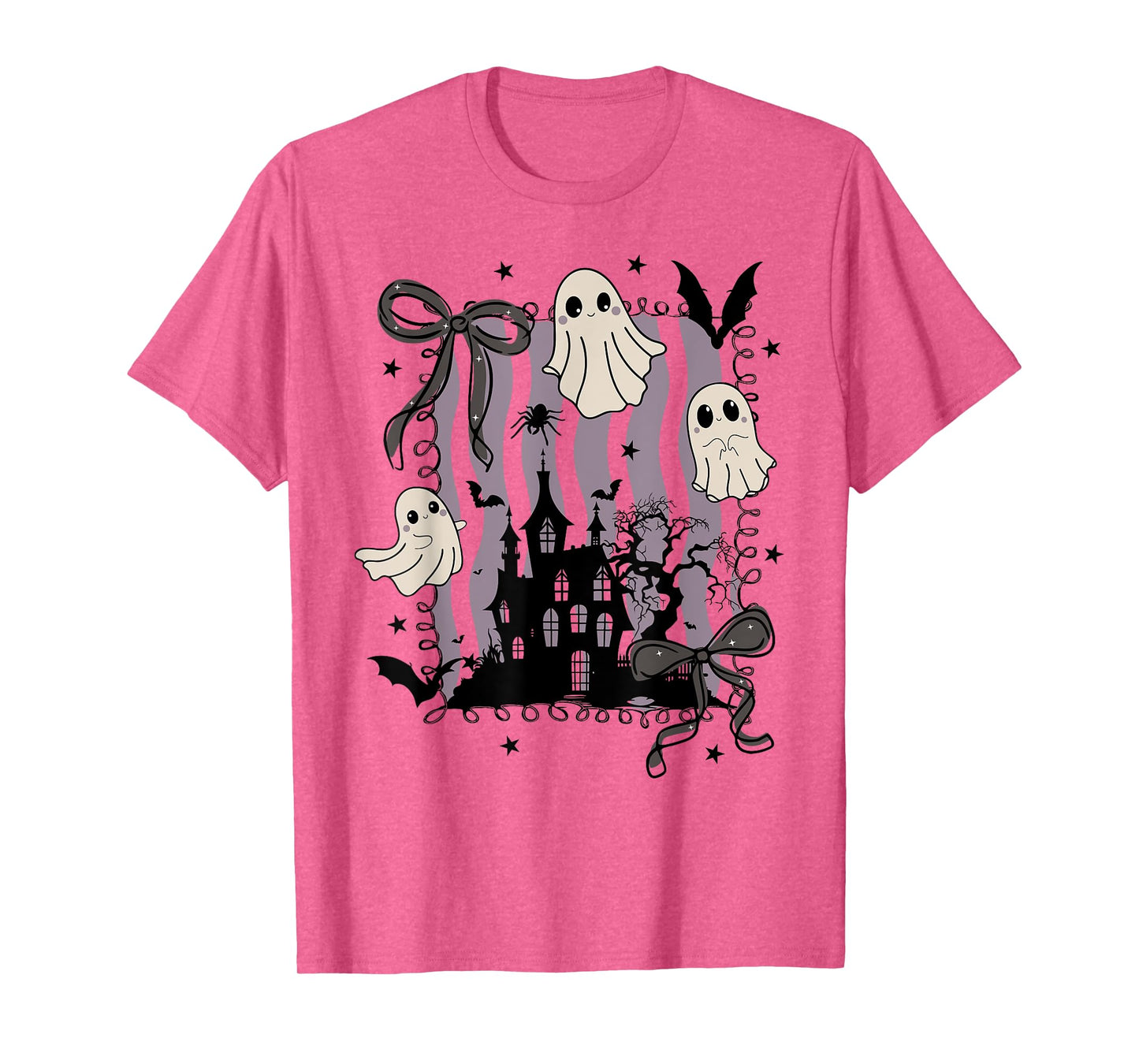 Funny Preppy Spooky Ghost Boo Coquette Bow Halloween Season T-Shirt