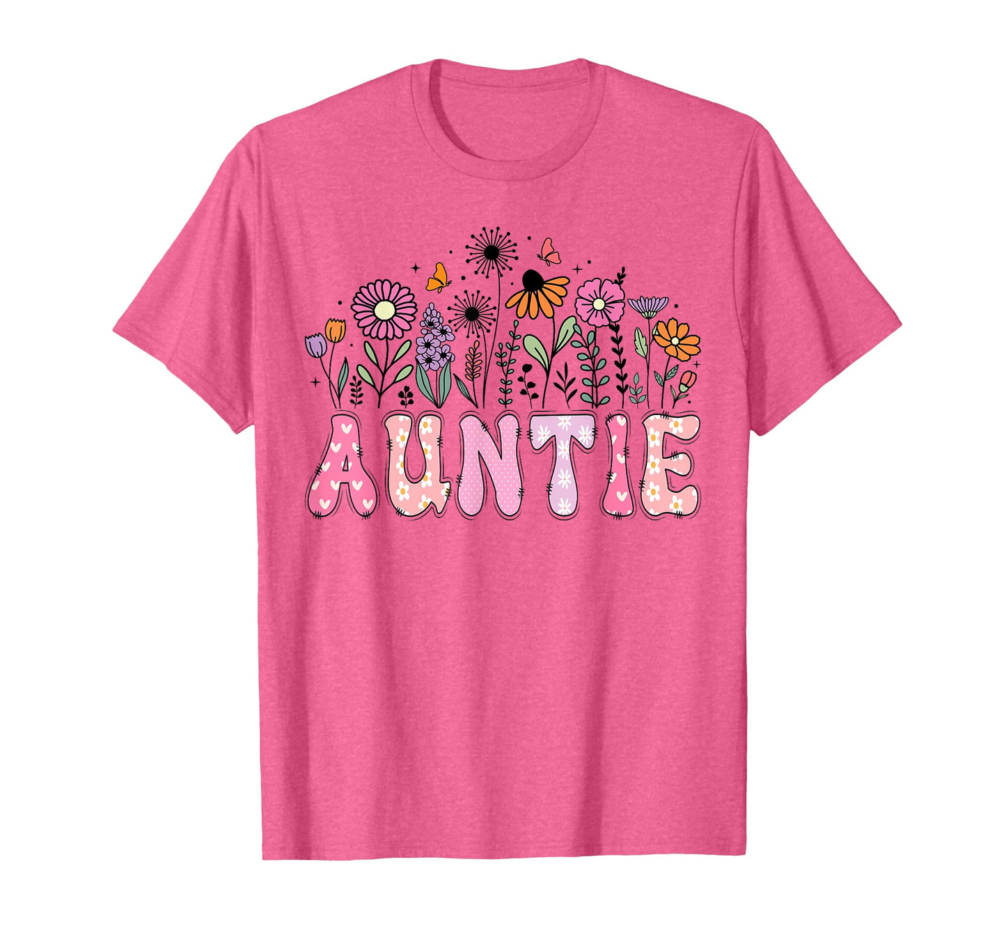 Wildflower Auntie Of The Birthday Girl Floral Retro Hippie T-Shirt