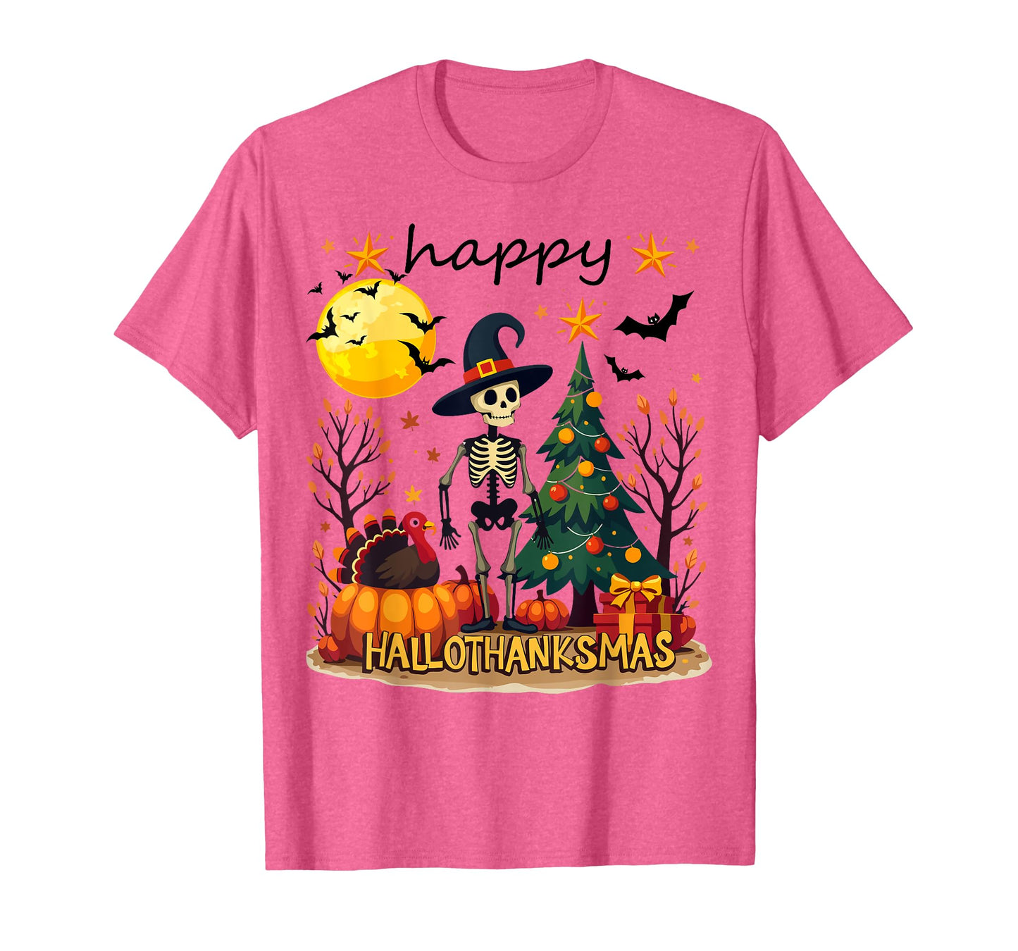 Happy Hallothanksmas Funny Halloween Christmas T-Shirt