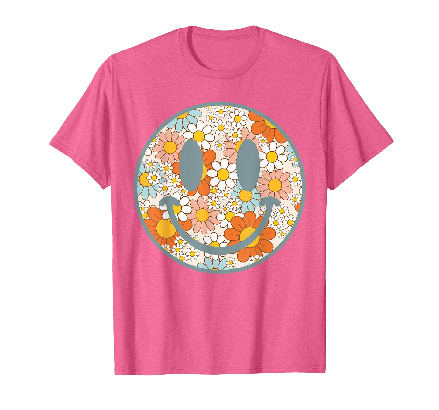 Retro Happy Flowers Vintage Smile Face Preppy Aesthetic T-Shirt