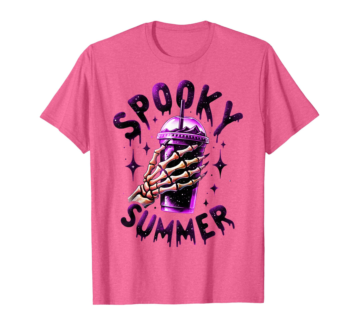 Spooky Summer Vibes Skeleton Coffee Scary Beach Vacation T-Shirt