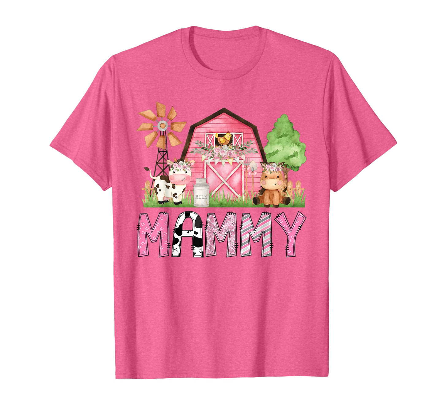 Mammy Pink Farm Animal Birthday Kids Matching Family T-Shirt