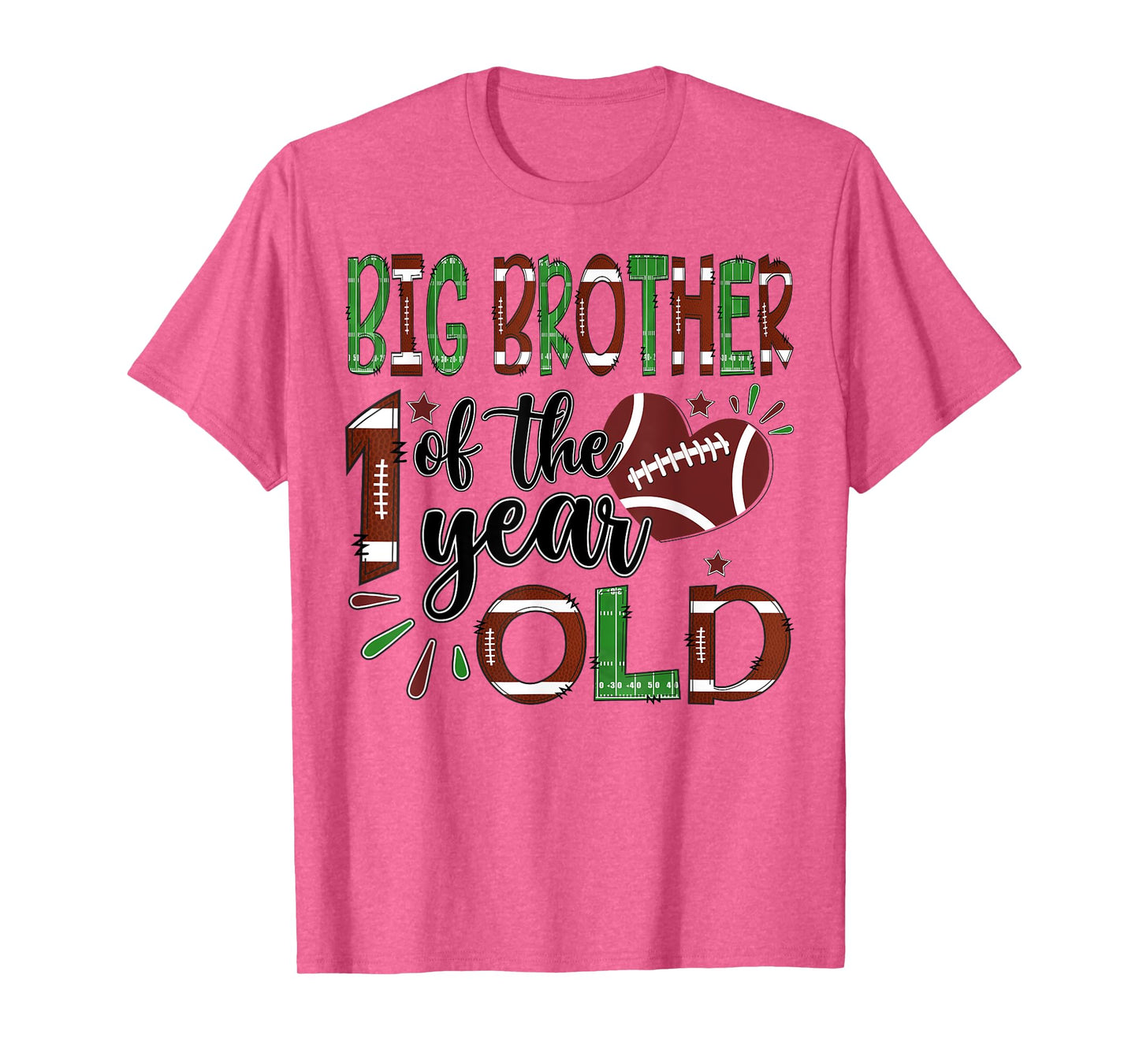 Big Brother Of The 1 Year Old Football 1St Year Down Bday T-Shirt