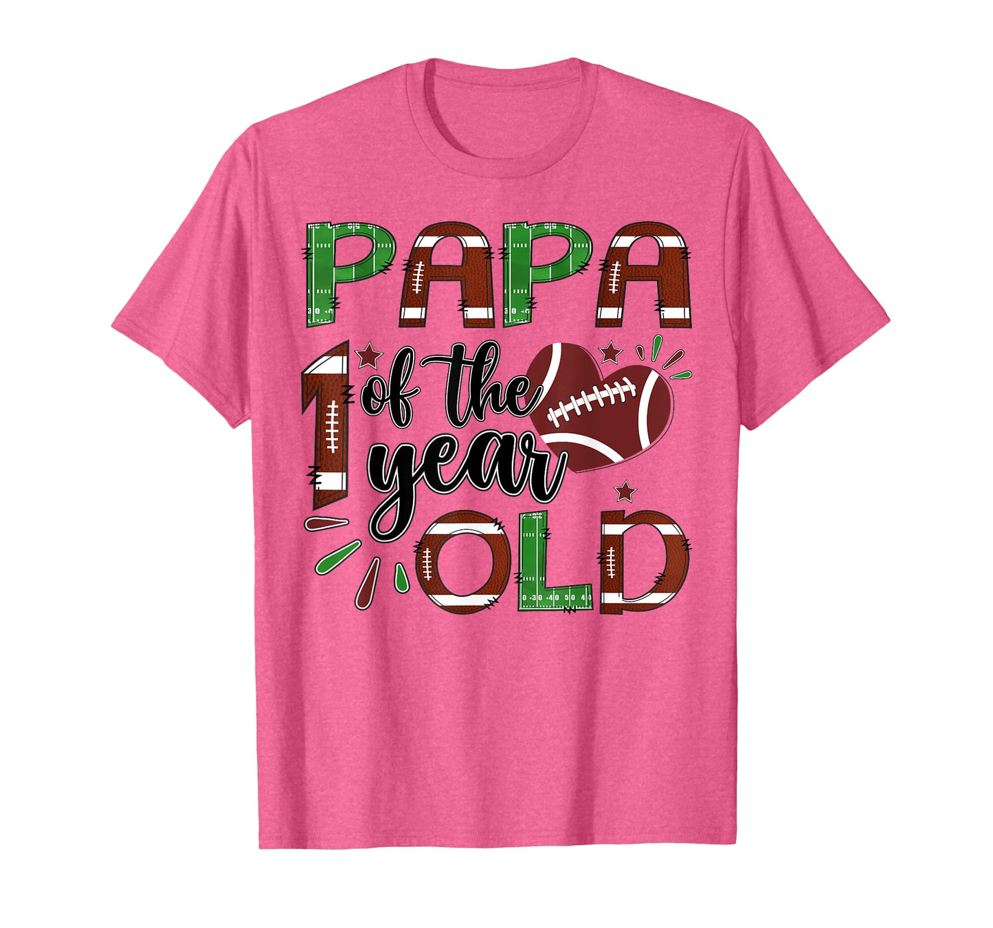 Papa Of The 1 Year Old Football 1St Year Down Birthday T-Shirt