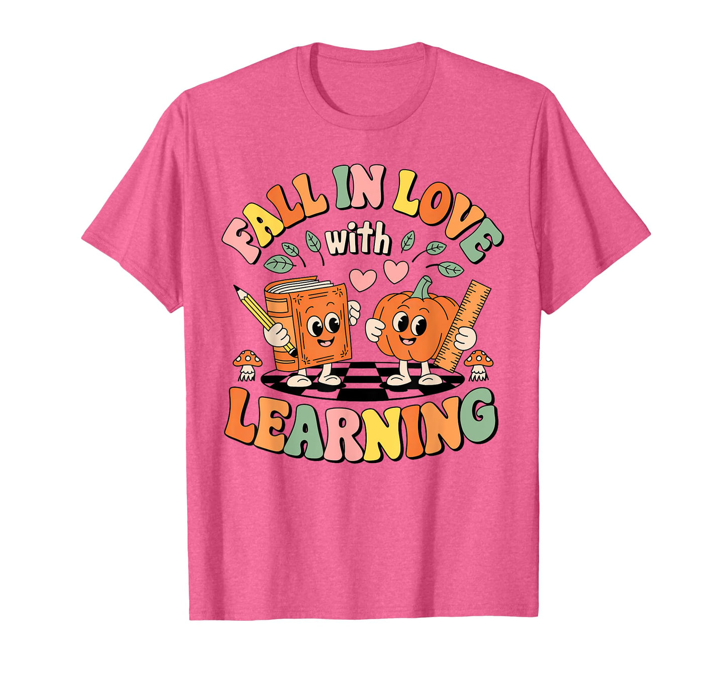 Fall In Love With Learning Retro Autumn Teacher Thanksgiving T-Shirt