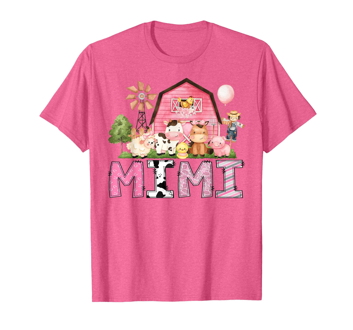 Mimi Pink Farm Cow Lover Birthday Girl Matching T-Shirt