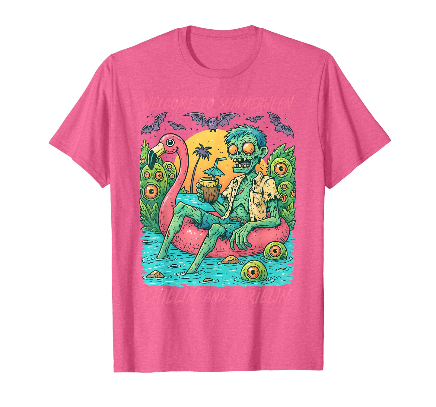 HUGvyn Halloween: Summerween Zombie Float Flamingo Summer T-Shirt
