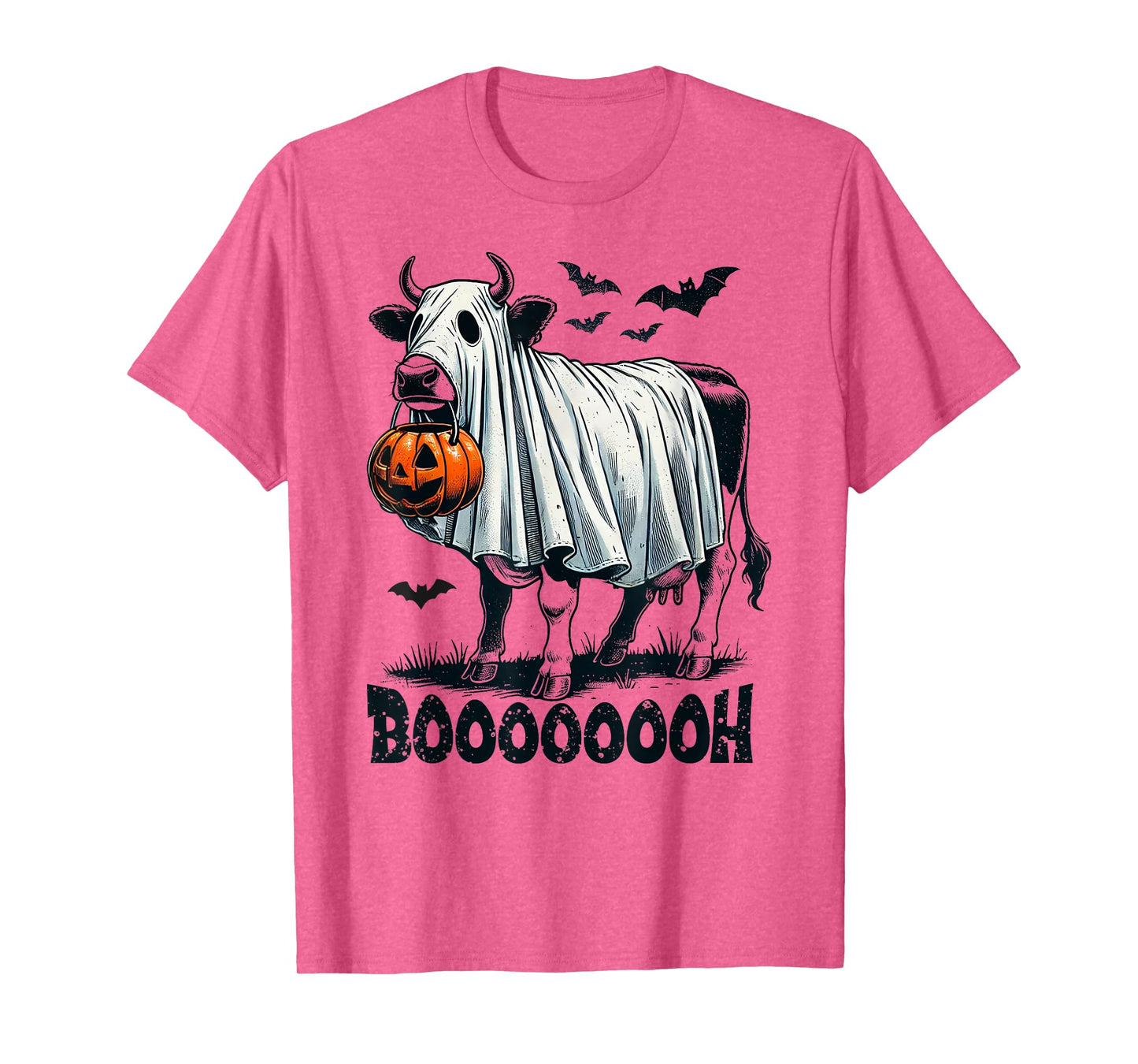 Cow Ghost Halloween Cattle Trick Or Treat Jack O Lantern Boh T-Shirt