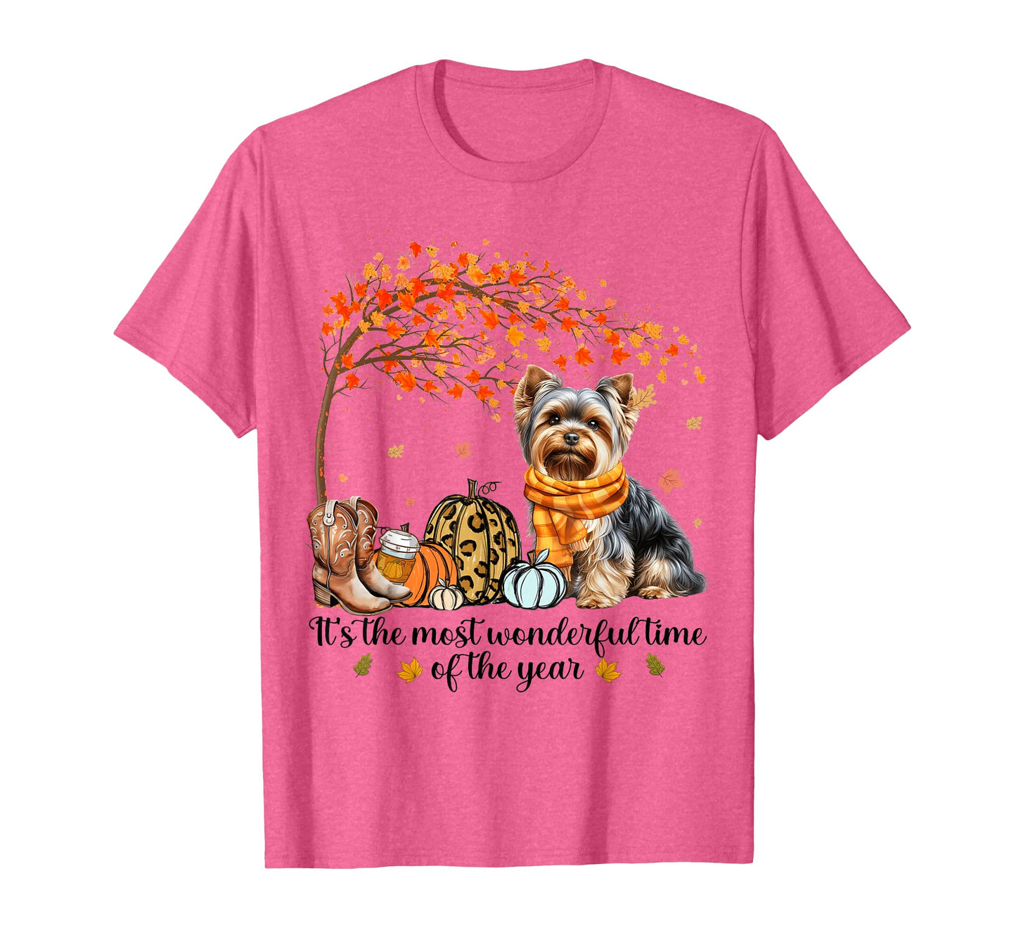 It’s The Most Wonderful Time Yorkie Pumpkins Autumn Fall T-Shirt