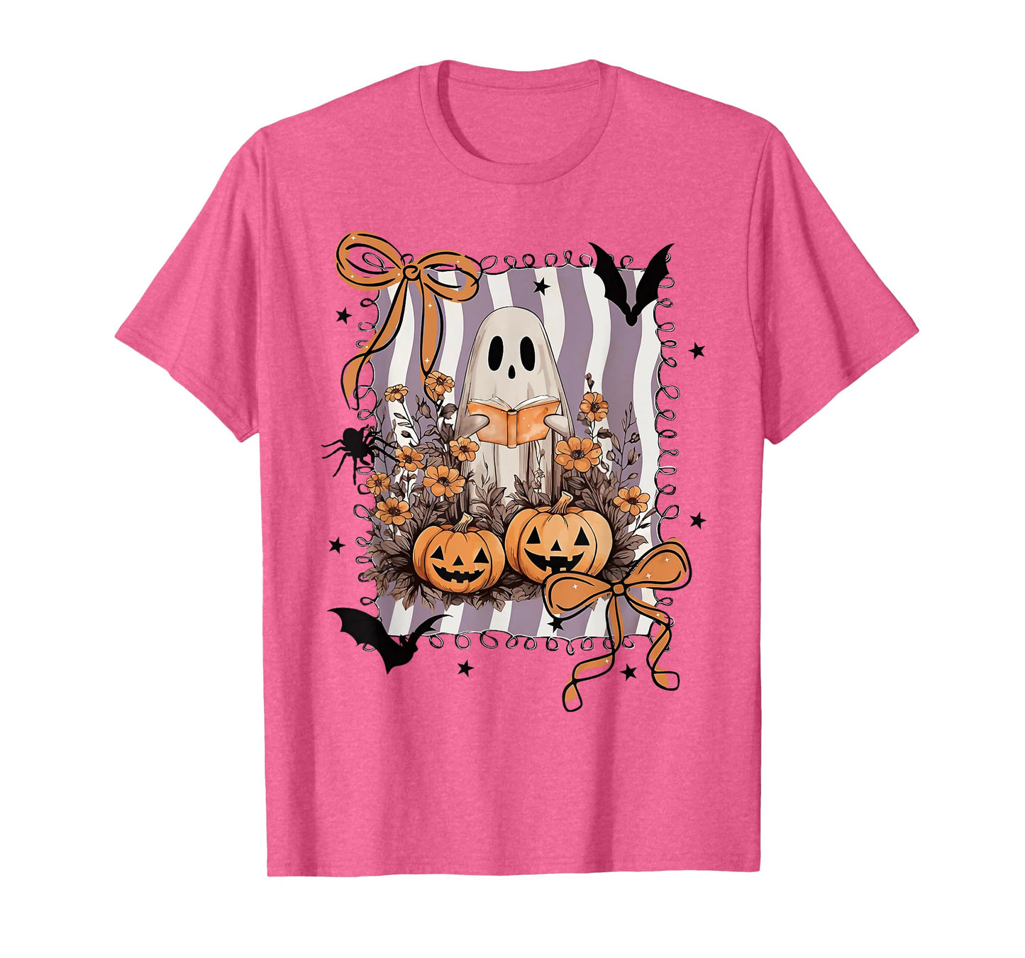 Coquette Bow Spooky Teacher Ghost Halloween Trick Or Teach T-Shirt