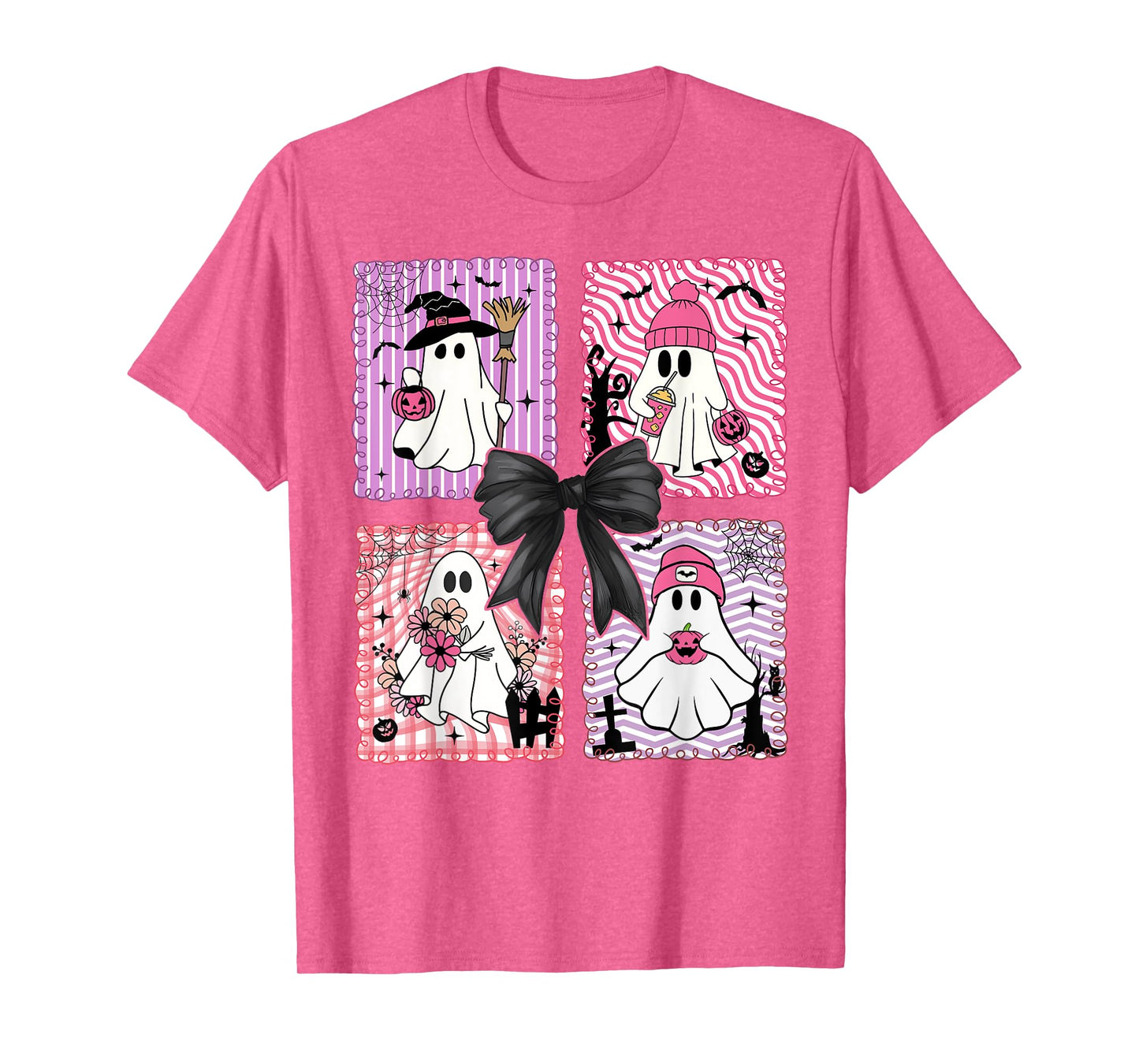 Halloween Ghost Coquette Bow Spooky Season Womens Girls T-Shirt