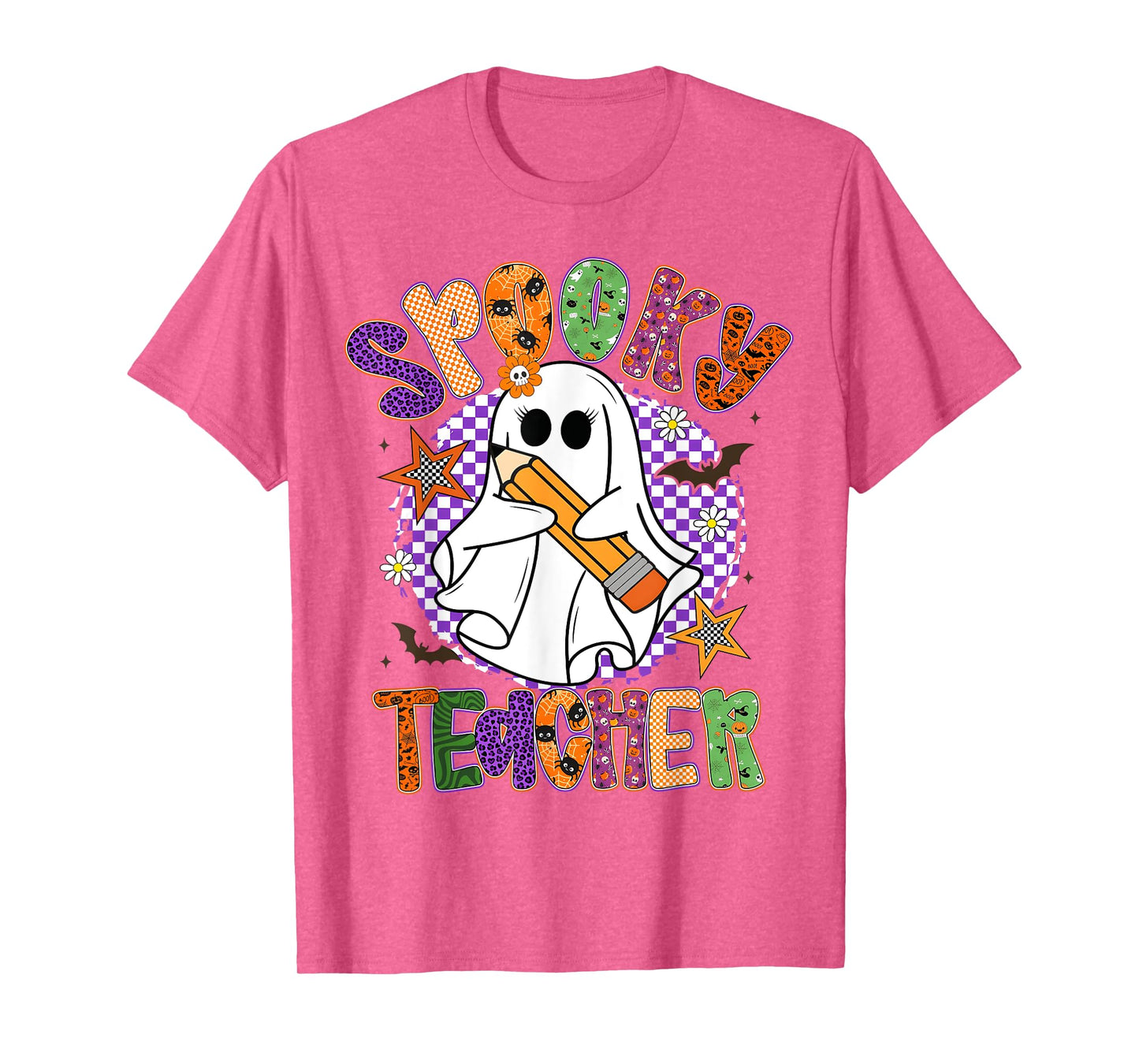 Spooky Teacher Trick Or Teach Retro Ghost Halloween T-Shirt