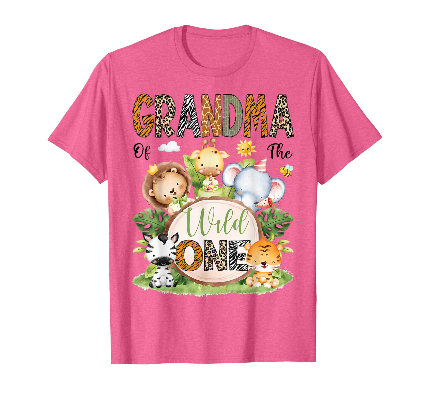 Grandma Of The Wild One Safari Jungle 1St Birthday Kids T-Shirt