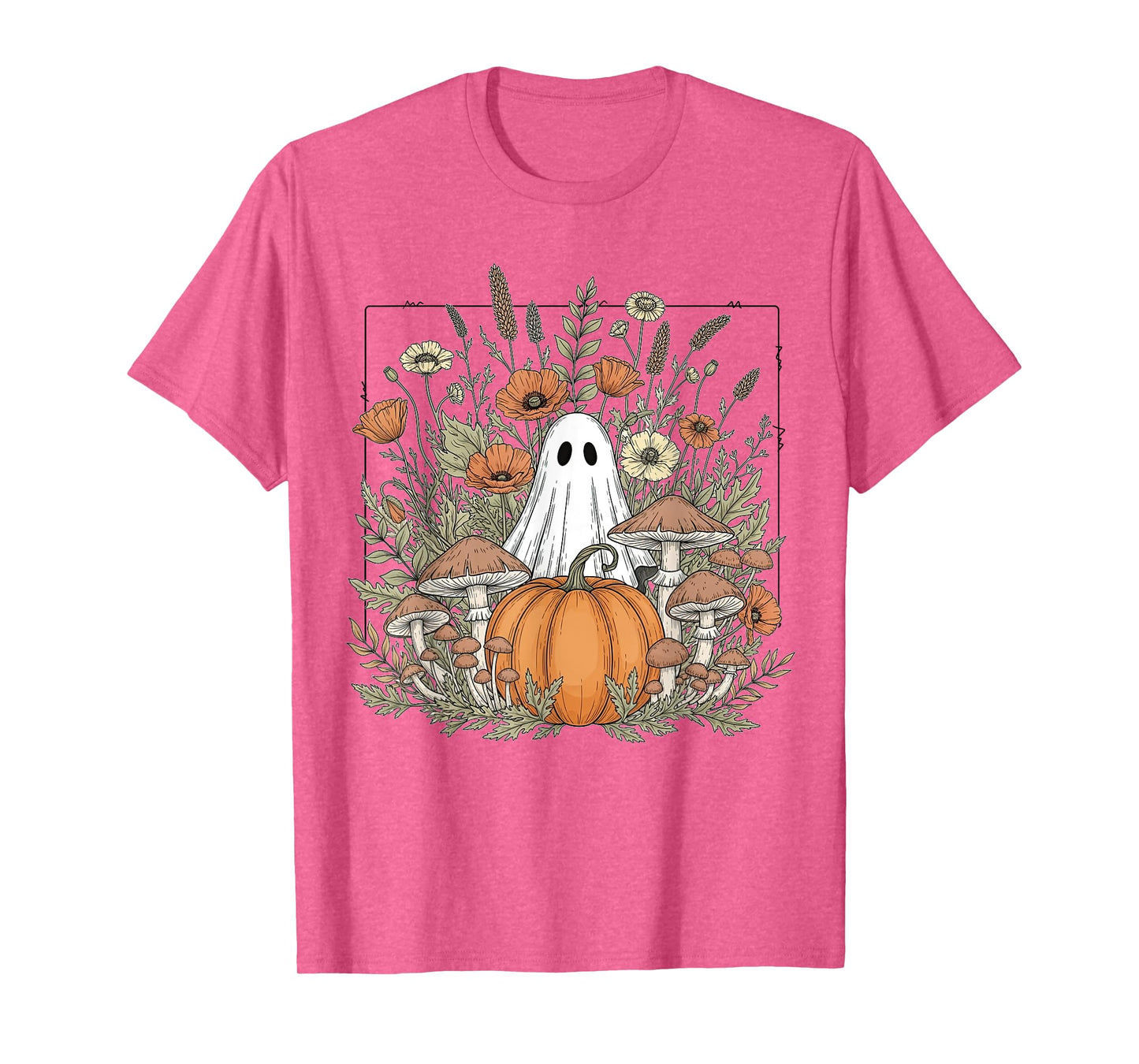 Halloween Ghost Spooky Season Retro Boho Floral Pumpkin T-Shirt