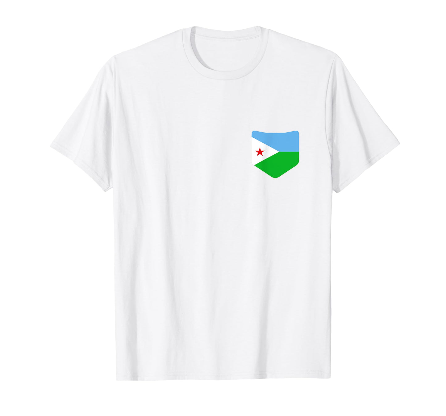 Djibouti Flag T-Shirt with Printed Djibouti Flag Pocket