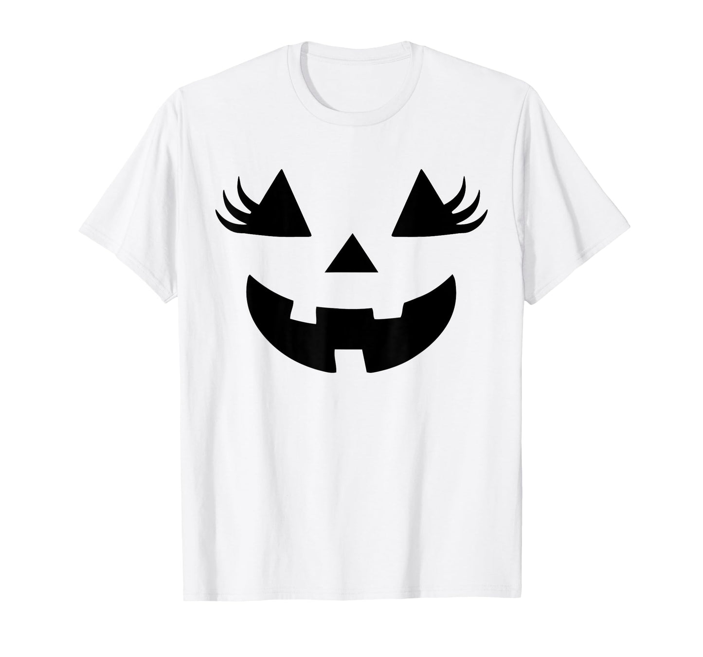 Jack O Lantern Face Pumpkin Eyelashes Halloween Women Girls T-Shirt
