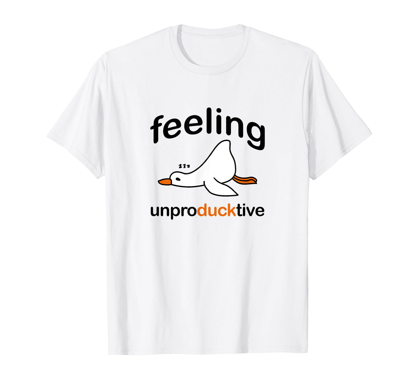 Cute Duck Pun,Witty Wordplay,Tired Duck Feeling Unproductive T-Shirt