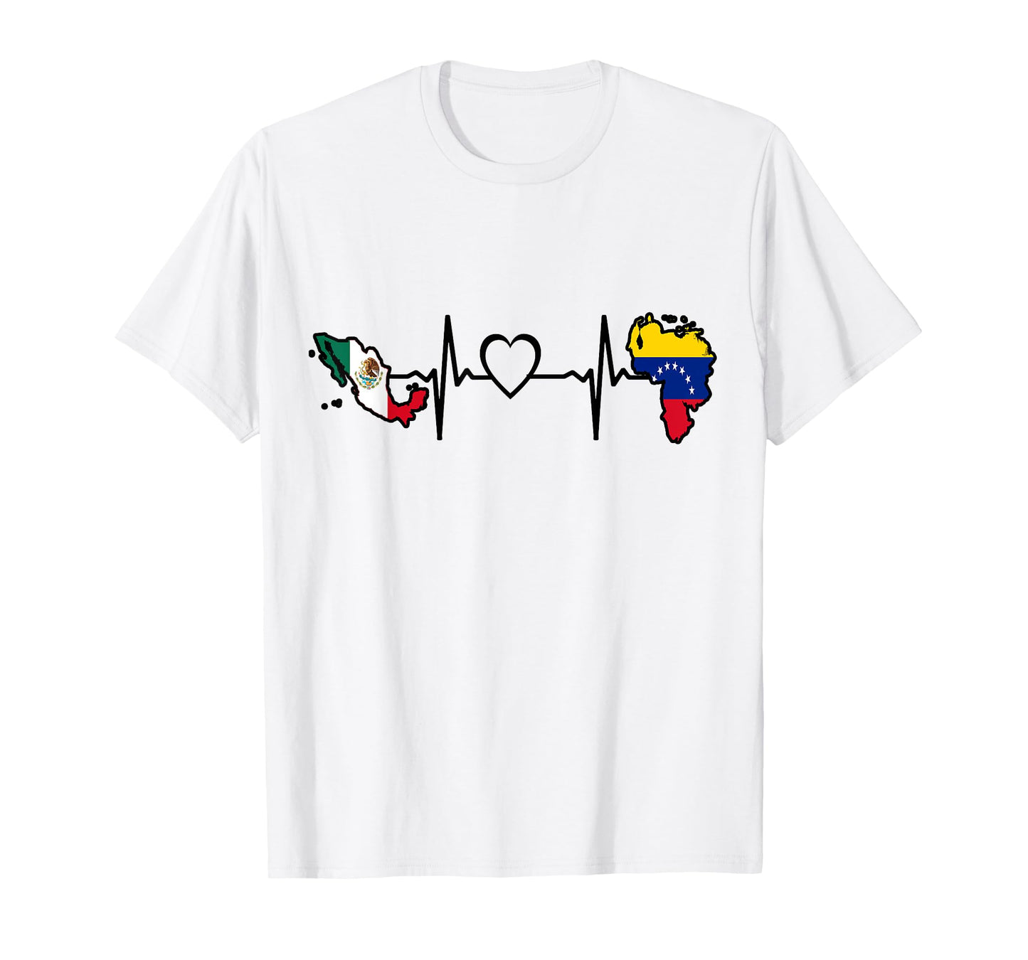 Mexico Venezuela Flag - Mexican Venezuelan HeartBeat T-Shirt