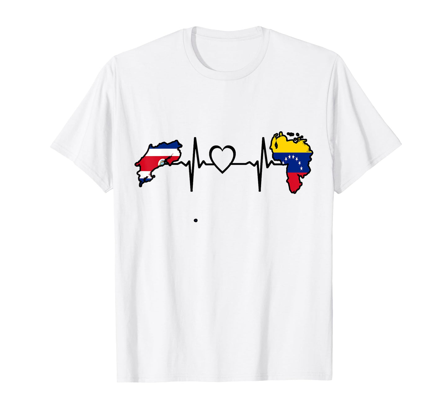Costa Rica Venezuela Flag Costa Rican Venezuelan Heartbeat T-Shirt