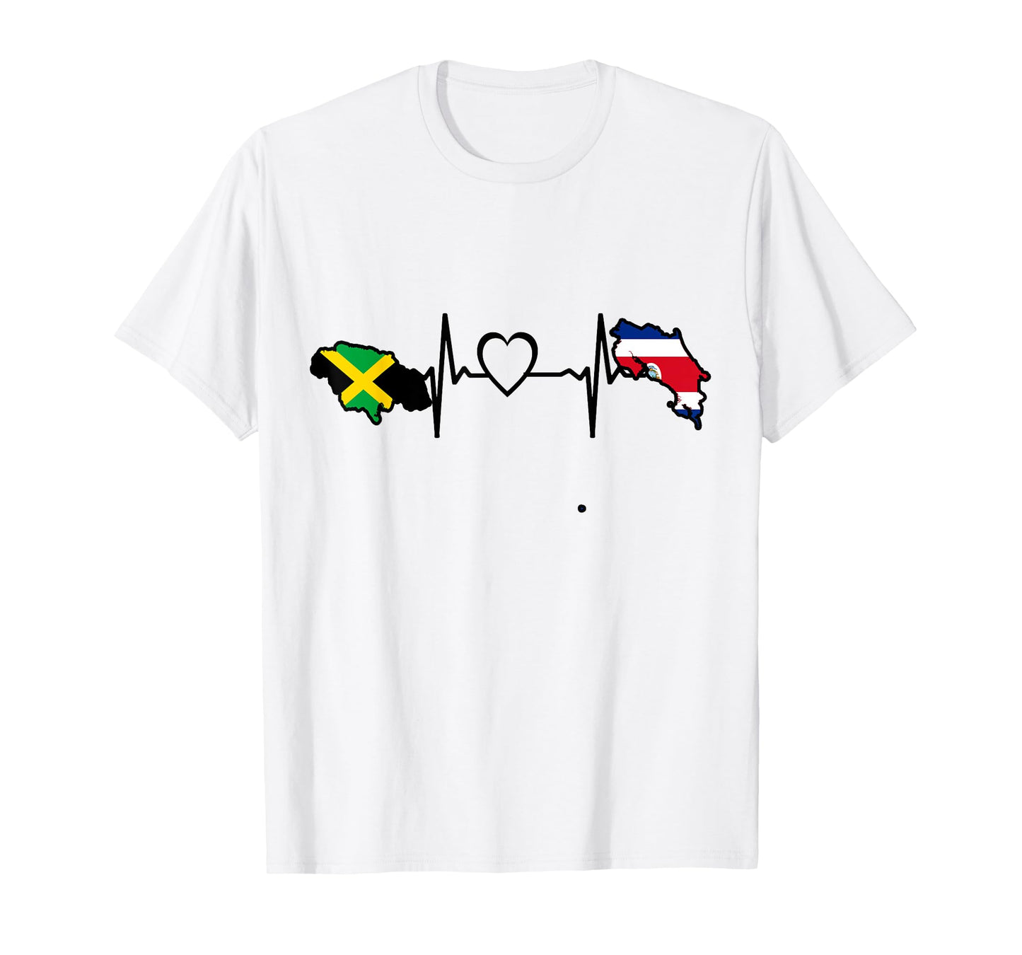 Costa Rica Jamaica Flag Costa Rican Jamaican Heartbeat T-Shirt