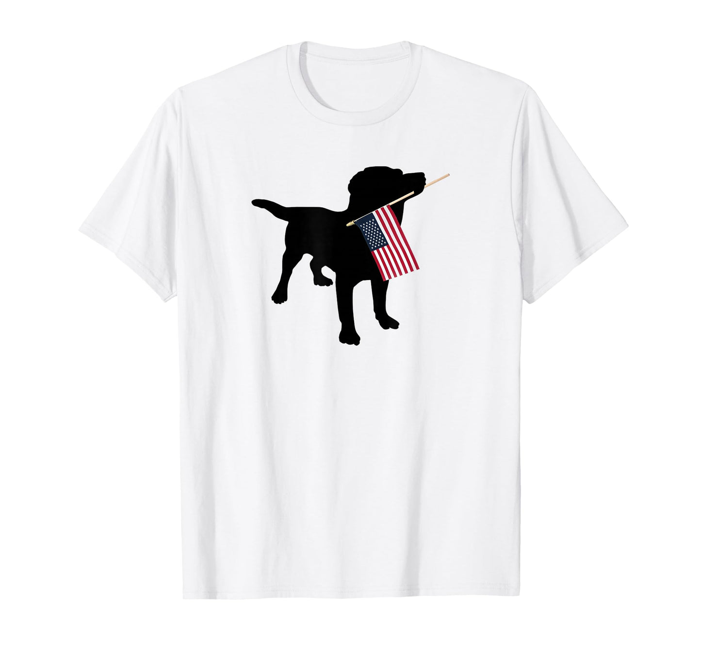 Black Lab Dog Holding July 4th Patriotic USA Flag T-Shirt T-Shirt