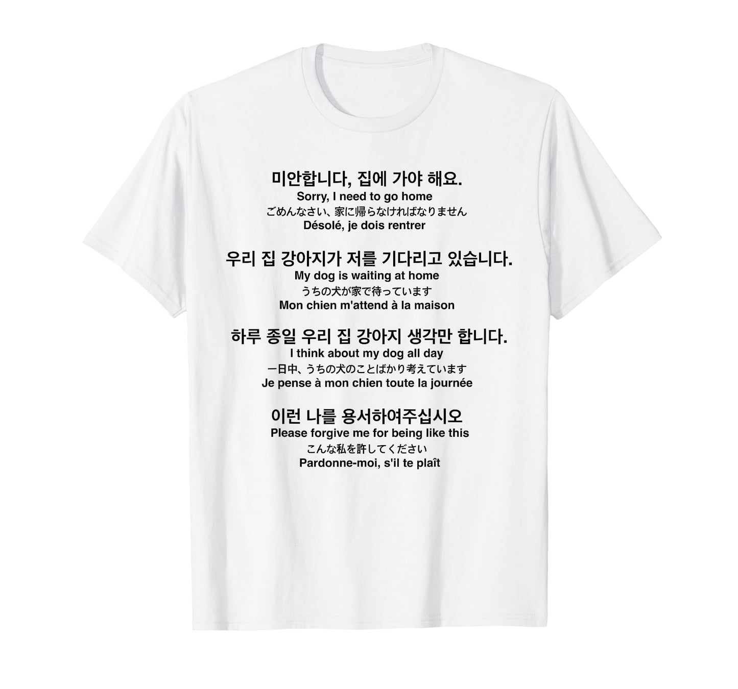 Sorry I Need to Go Home My Dog is Waiting Funny Translations T-Shirt