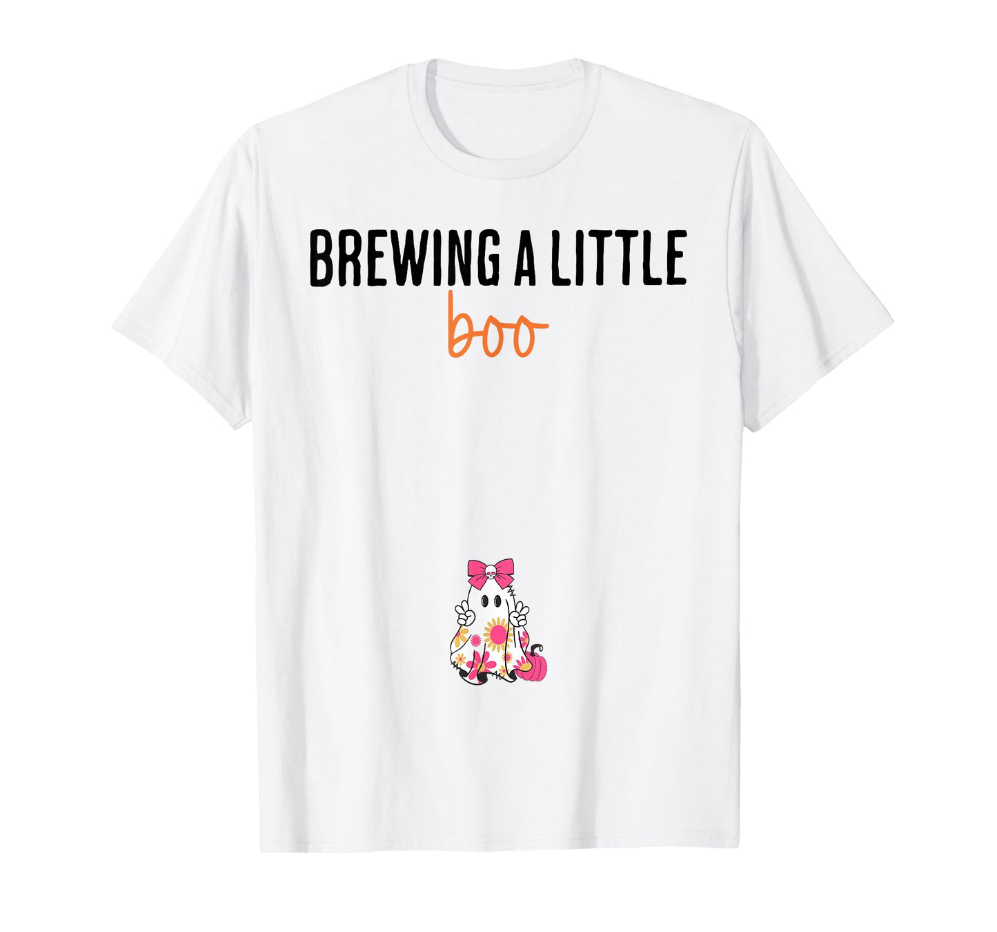 Brewing A Little Boo Funny Maternity Halloween Ghost T-Shirt