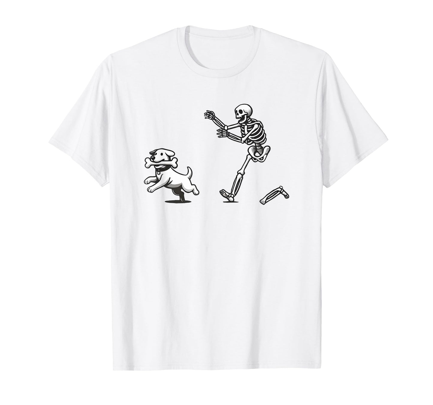 Halloween Dog, Funny Skeleton, Skeleton Chasing Dog T-Shirt for Men Women