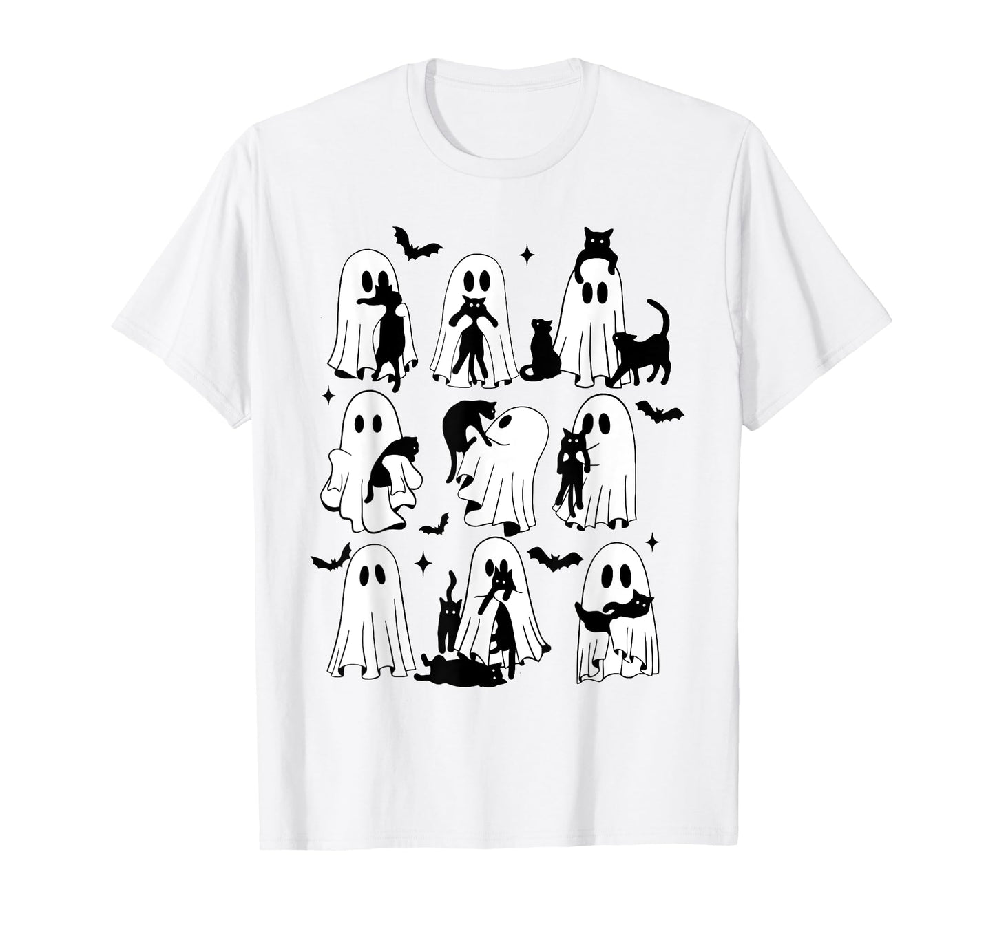 Funny Ghost Black Cats Forget Candy Give Me Cat Halloween T-Shirt